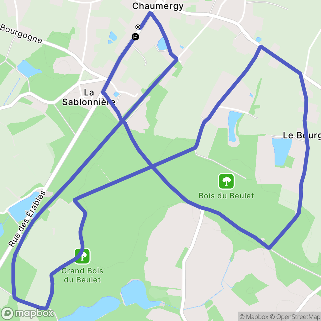 Chaumergy : carte du parcours de randonnée - France