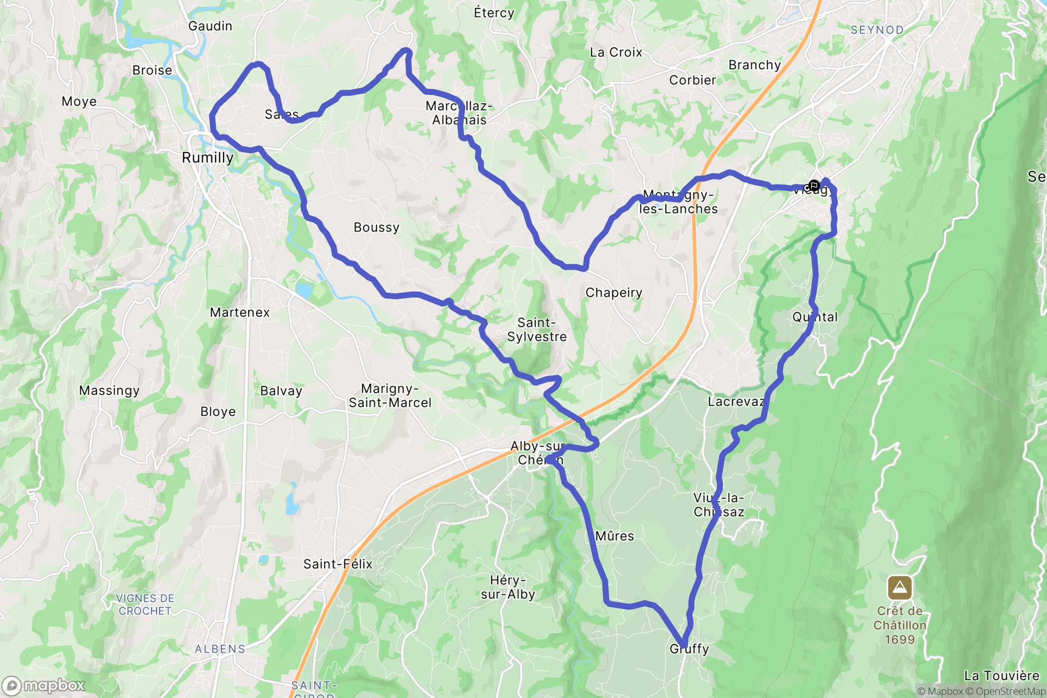 Annecy : carte du parcours de randonnée - France