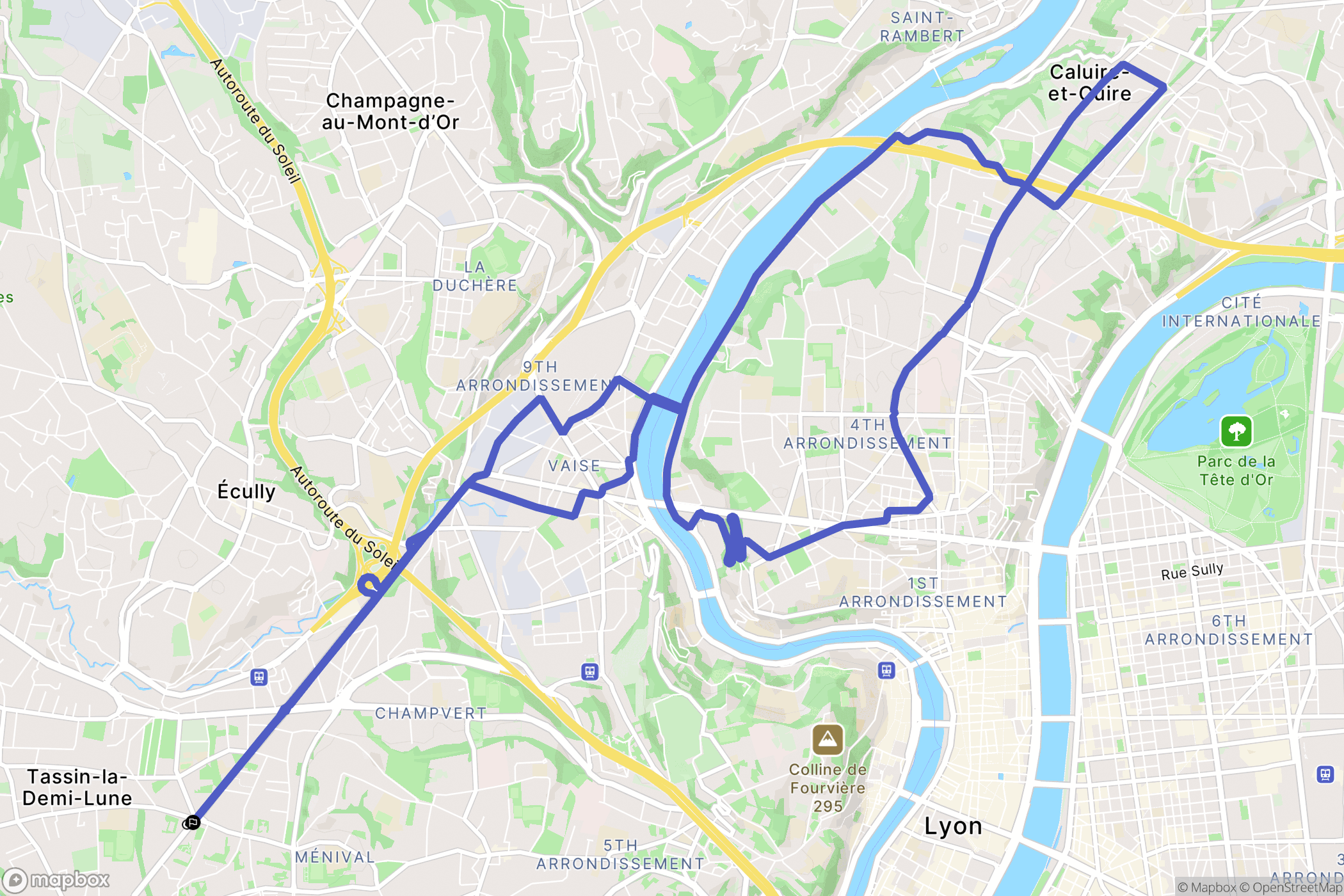 Tassin-la-Demi-Lune : carte du parcours de randonnée - France