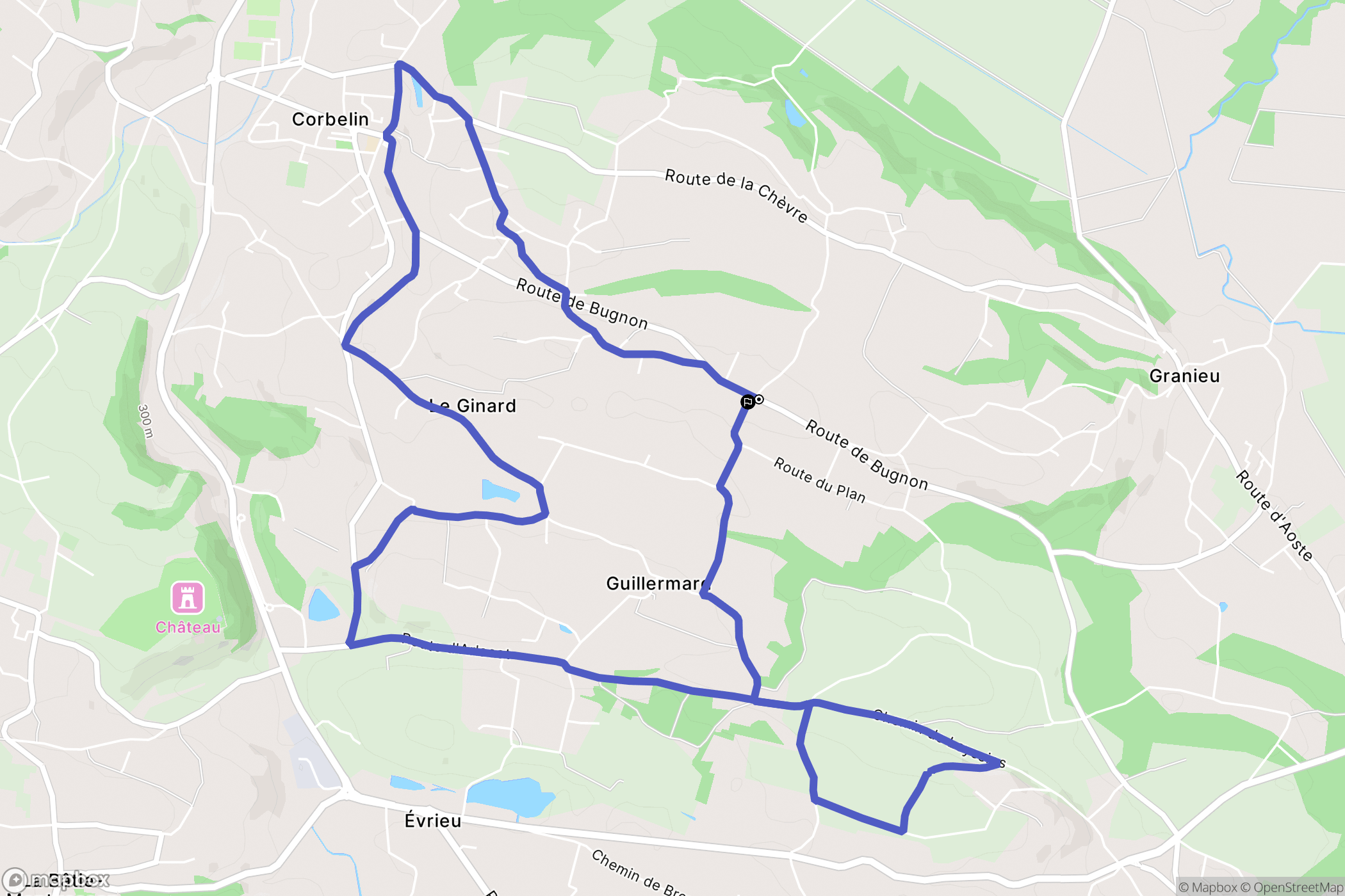 Corbelin : carte du parcours de randonnée - France