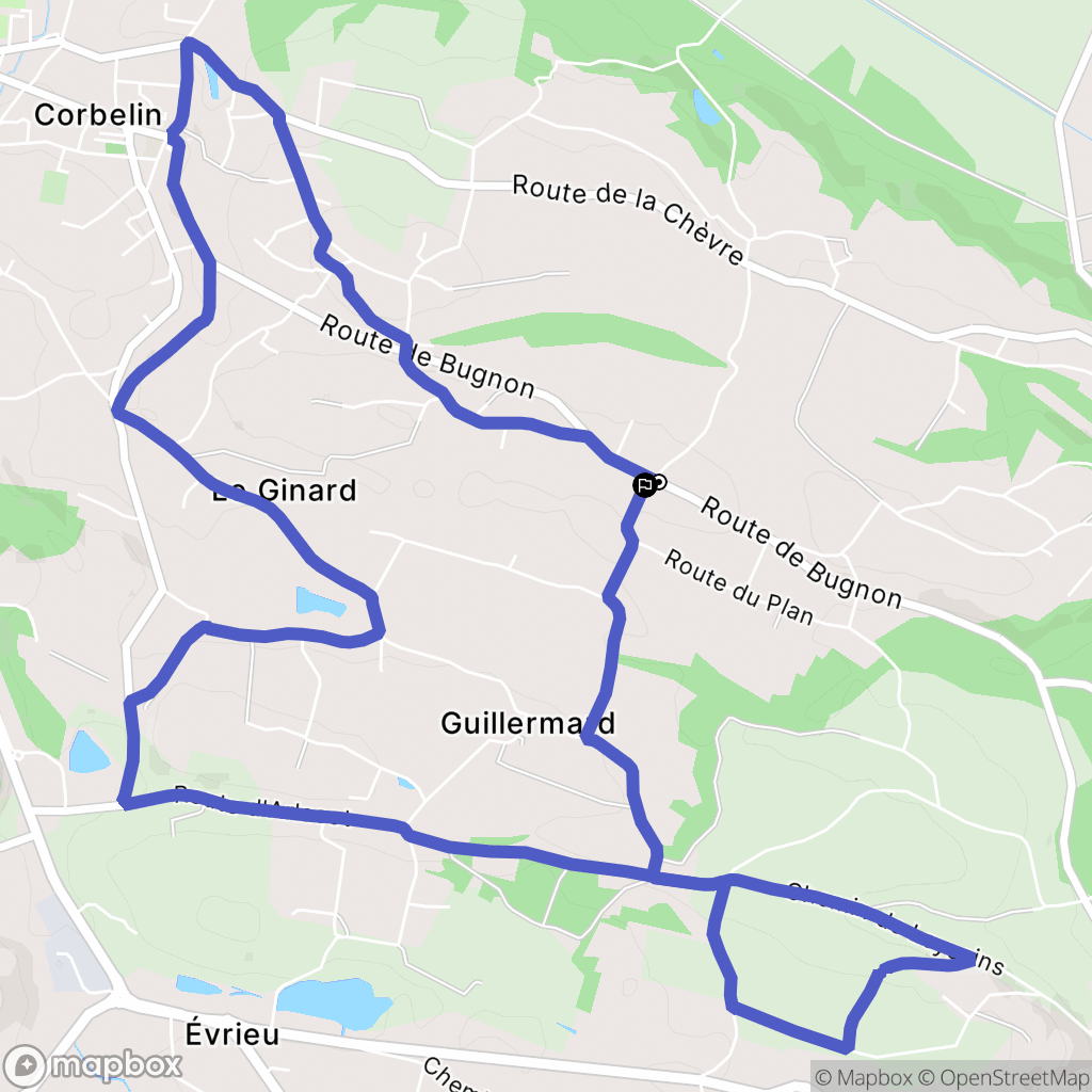 Corbelin : carte du parcours de randonnée - France
