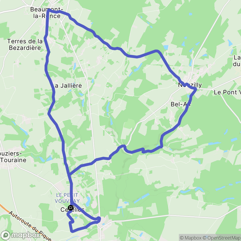 Cerelles : carte du parcours de randonnée - France
