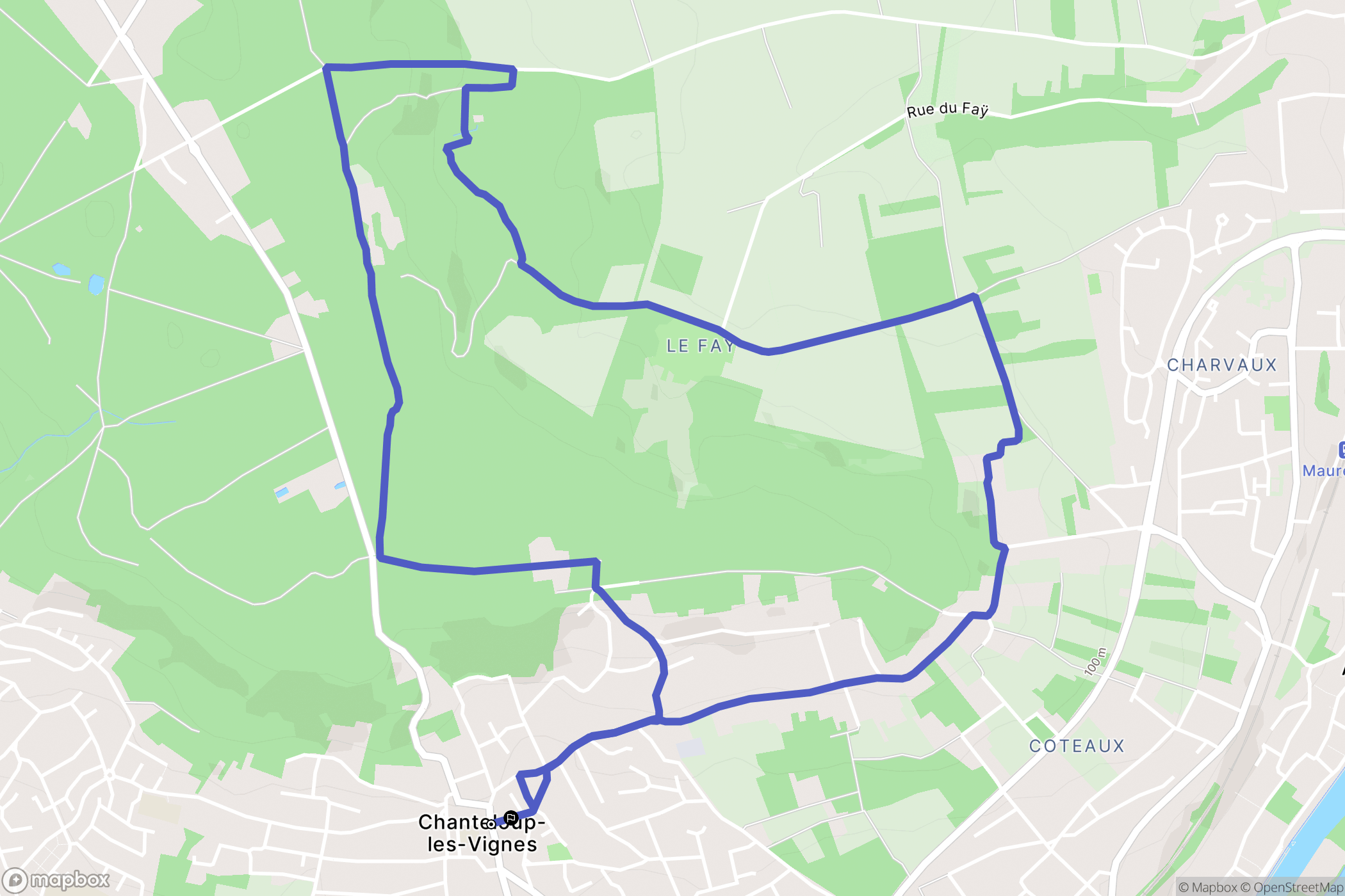 Chanteloup-les-Vignes : carte du parcours de randonnée - France
