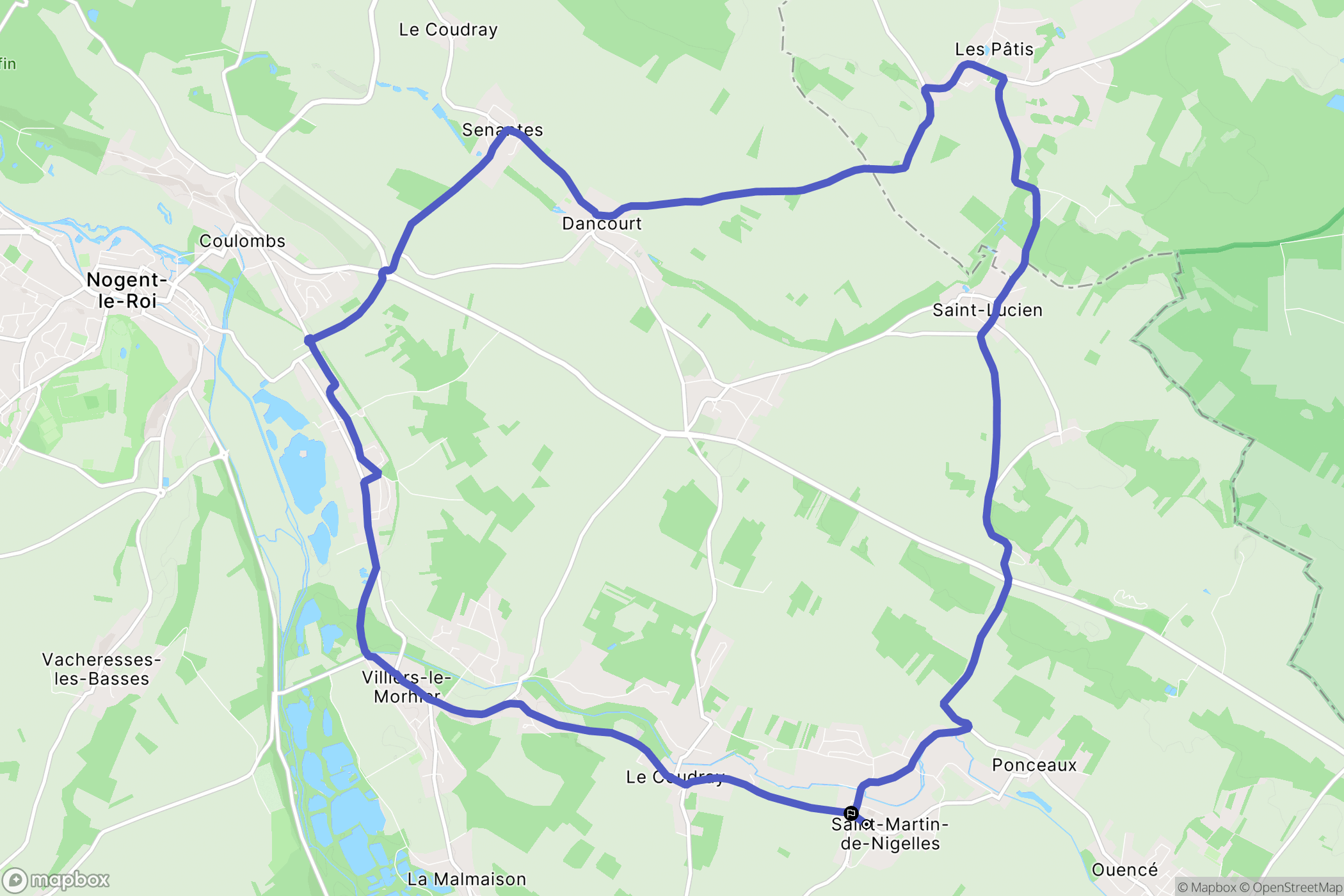 Saint-Martin-de-Nigelles : carte du parcours de randonnée - France