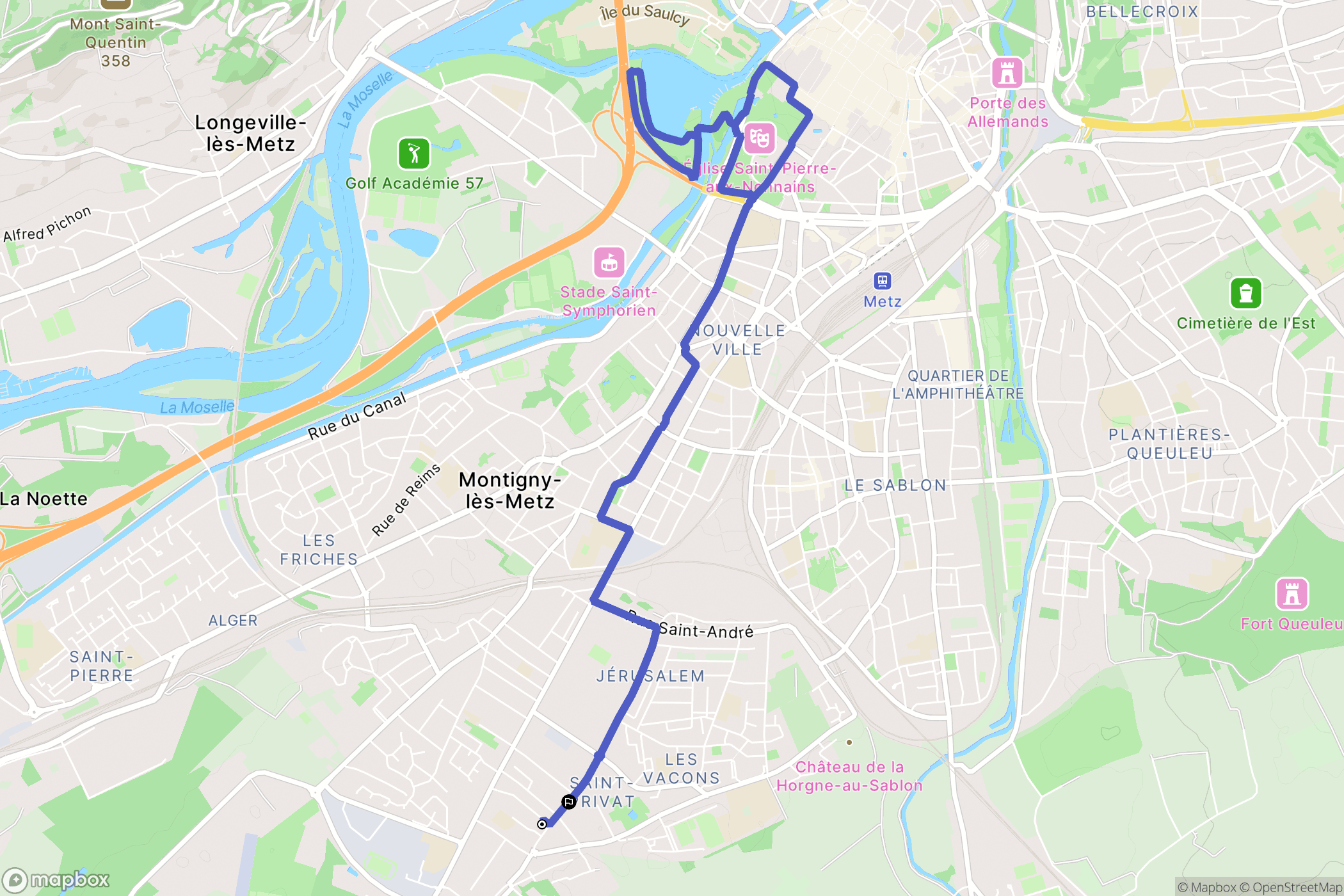 Montigny-lès-Metz : carte du parcours de randonnée - France