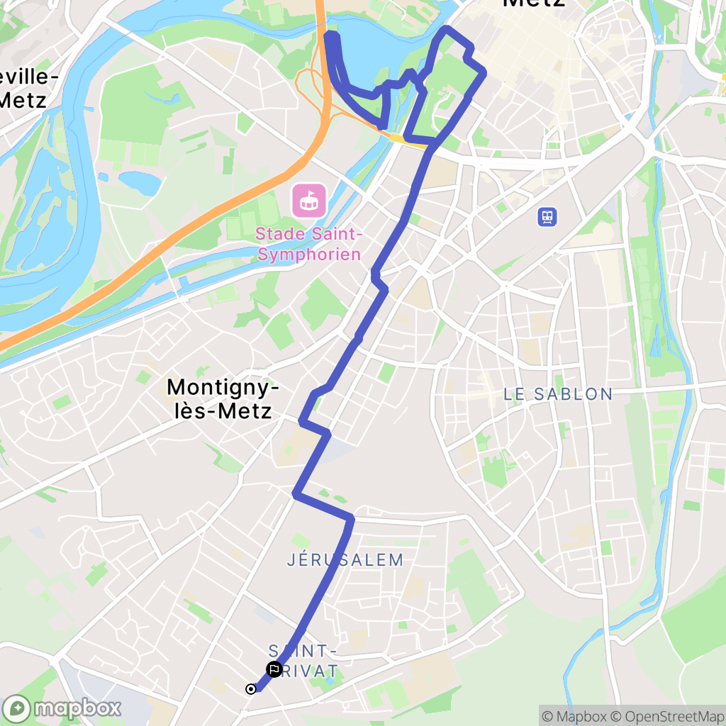 Montigny-lès-Metz : carte du parcours de randonnée - France