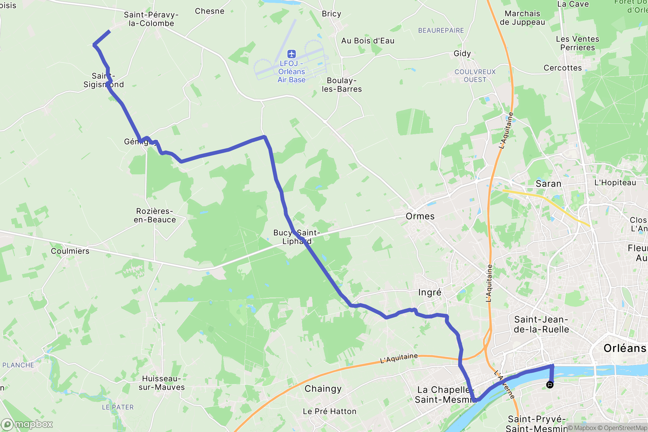 Saint-Pryvé-Saint-Mesmin : carte du parcours de randonnée - France