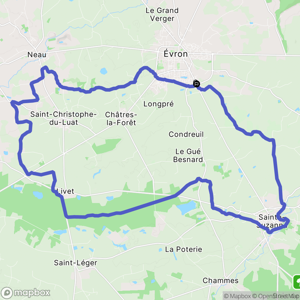 Évron : carte du parcours de randonnée - France