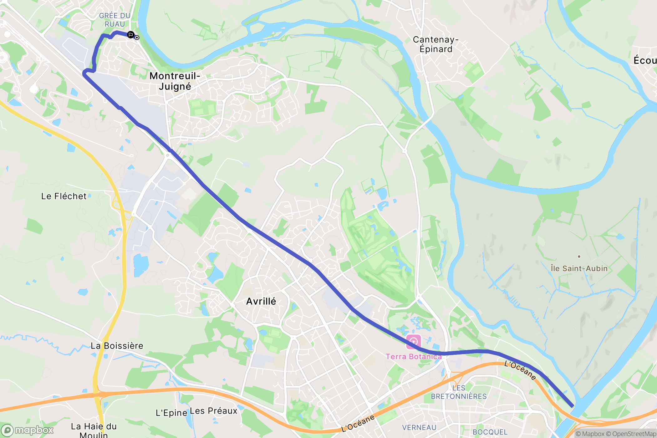 Montreuil-Juigné : carte du parcours de randonnée - France
