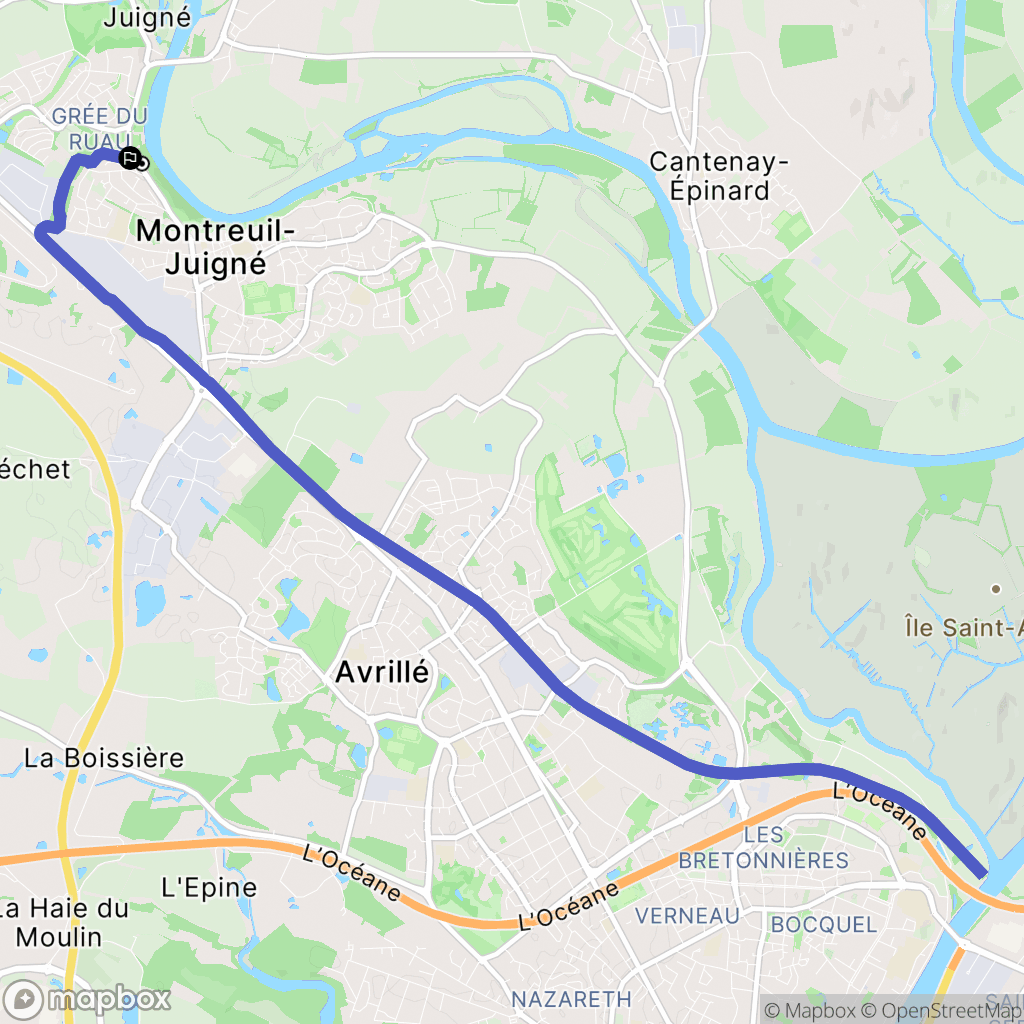 Montreuil-Juigné : carte du parcours de randonnée - France