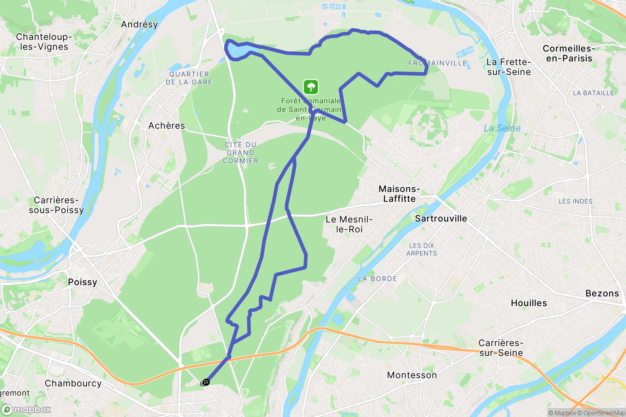 Saint-Germain-en-Laye : carte du parcours de randonnée - France