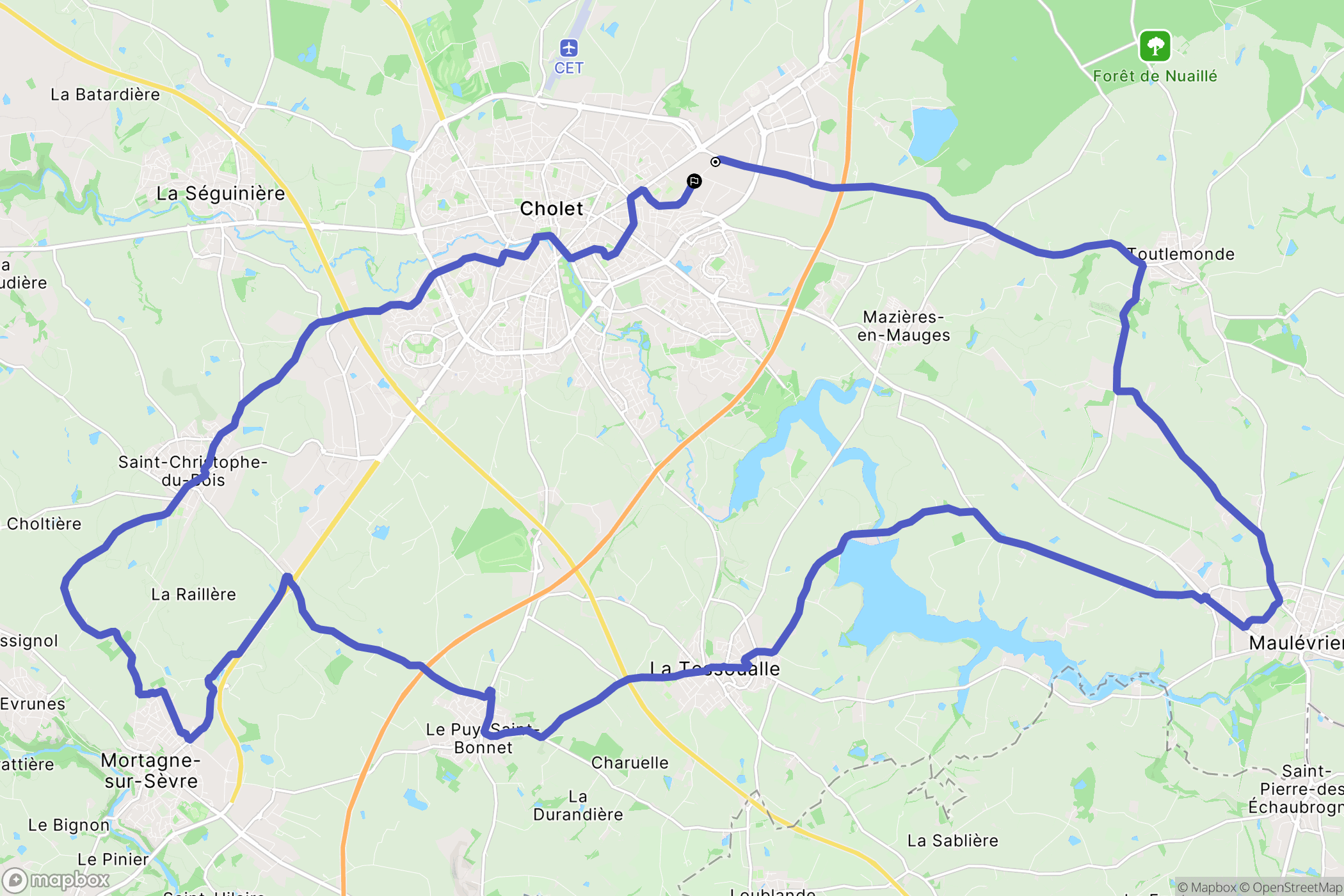 Cholet : carte du parcours de randonnée - France