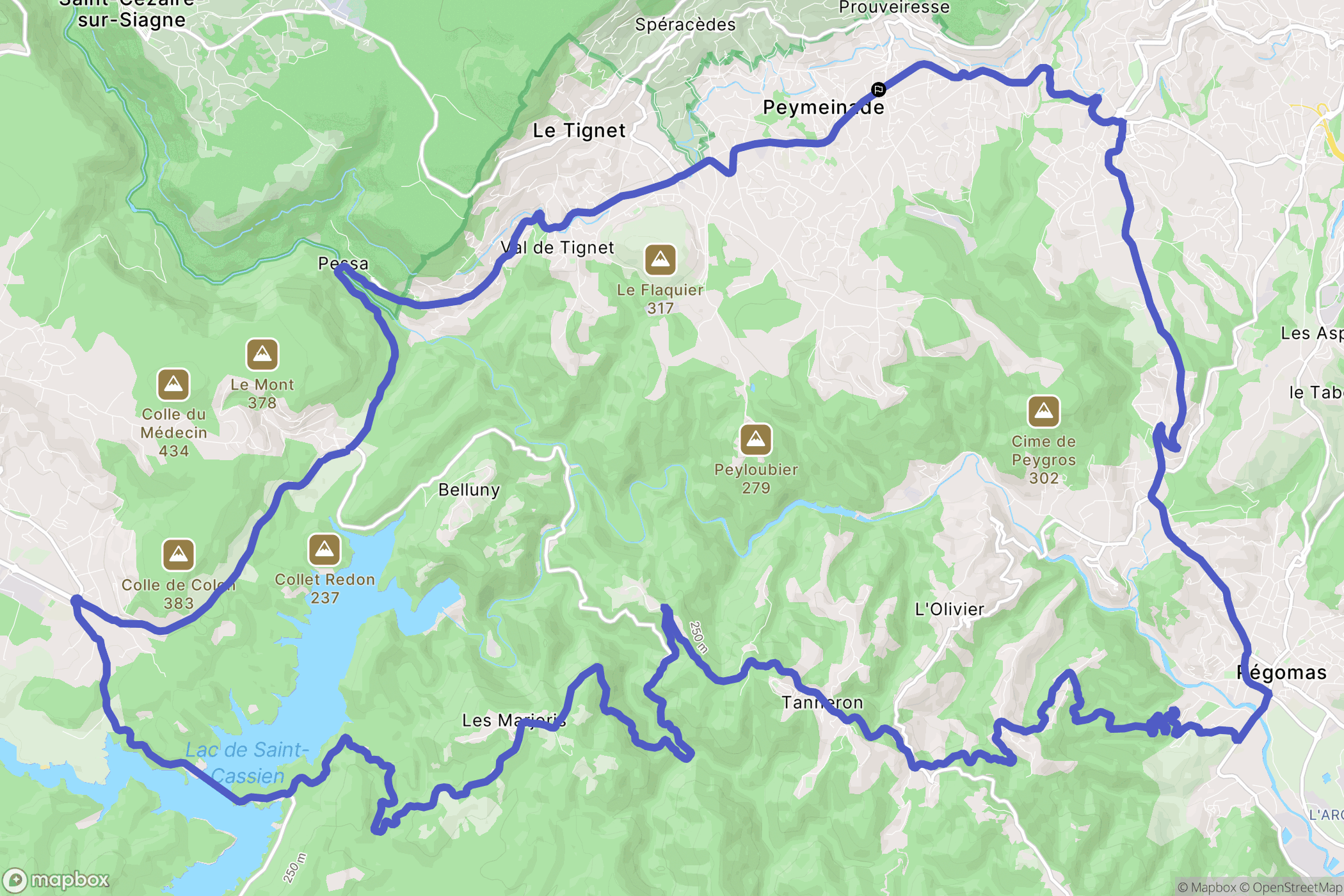 Peymeinade : carte du parcours de randonnée - France