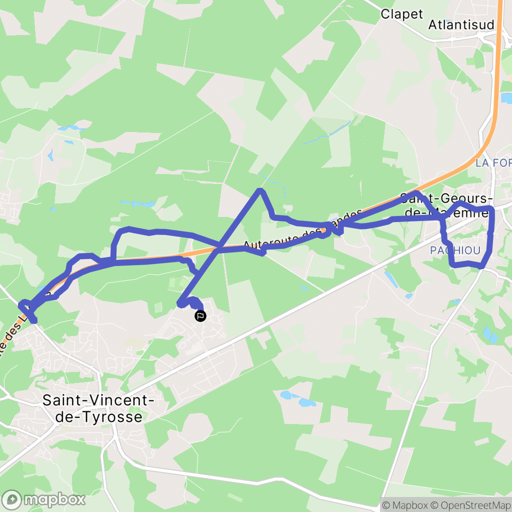 Saint-Vincent-de-Tyrosse : carte du parcours de randonnée - France