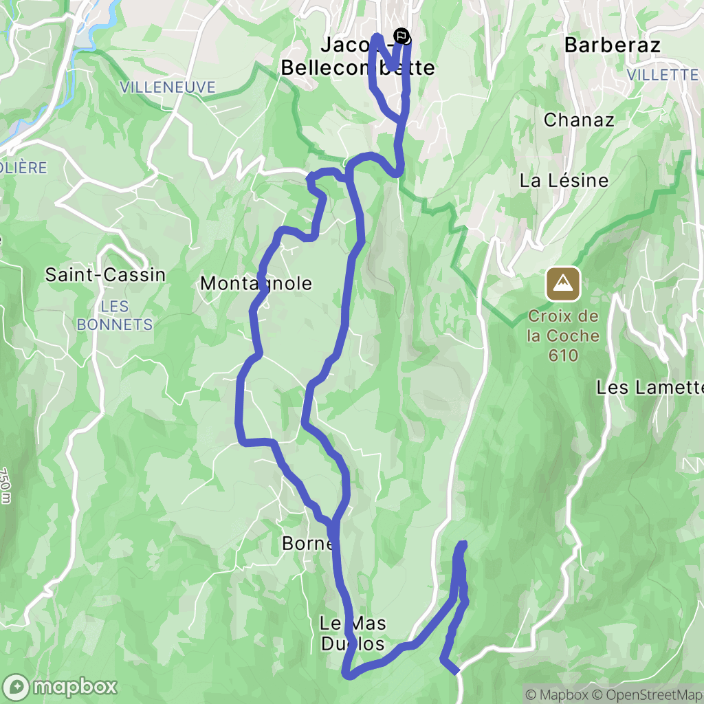 Jacob-Bellecombette : carte du parcours de randonnée - France