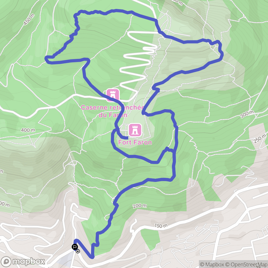 Toulon : carte du parcours de randonnée - France