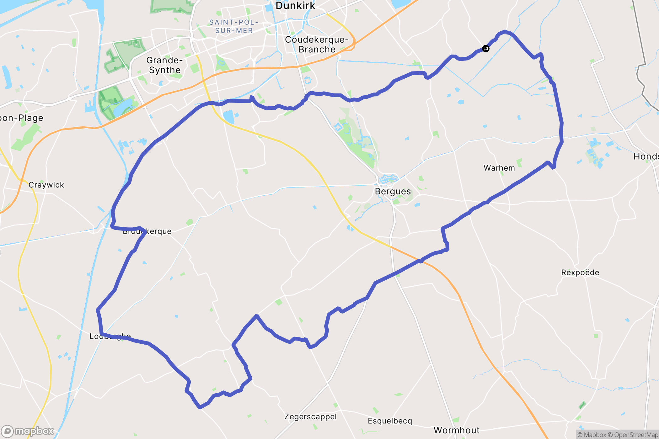 Uxem : carte du parcours de randonnée - France