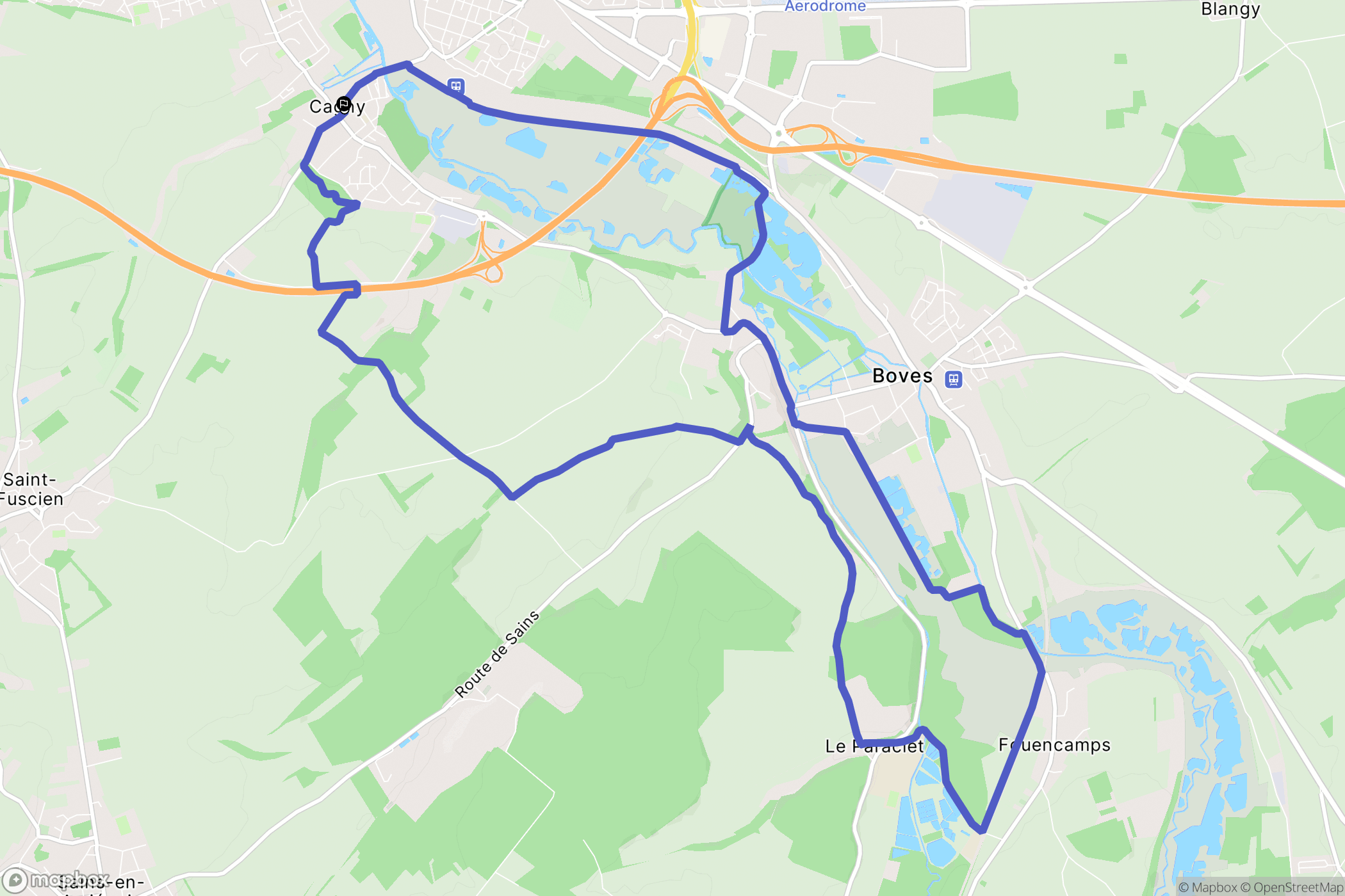 Cagny : carte du parcours de randonnée - France
