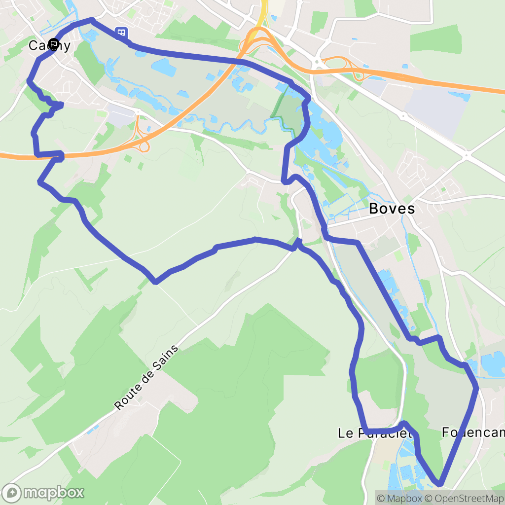 Cagny : carte du parcours de randonnée - France
