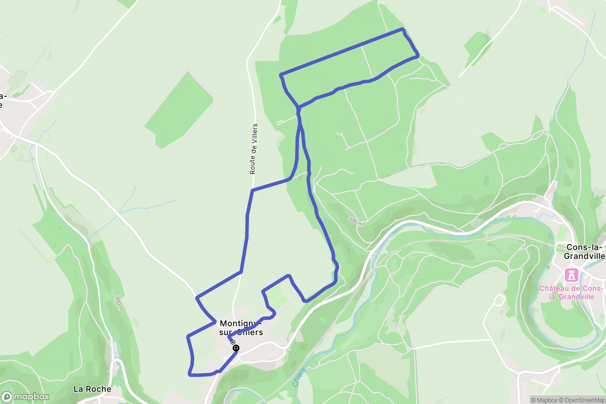 Montigny-sur-Chiers : carte du parcours de randonnée - France
