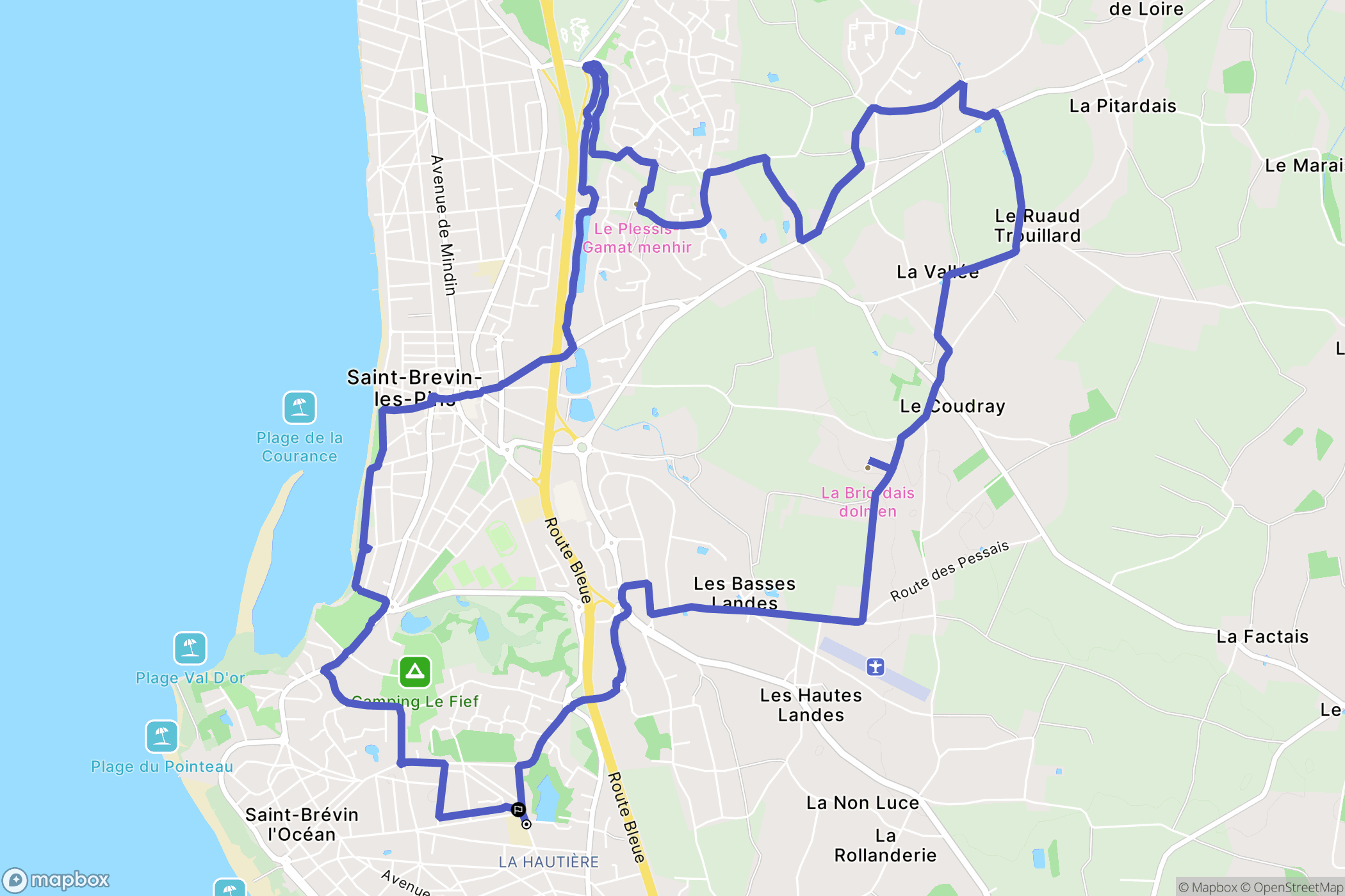 Saint-Brevin-les-Pins : carte du parcours de randonnée - France