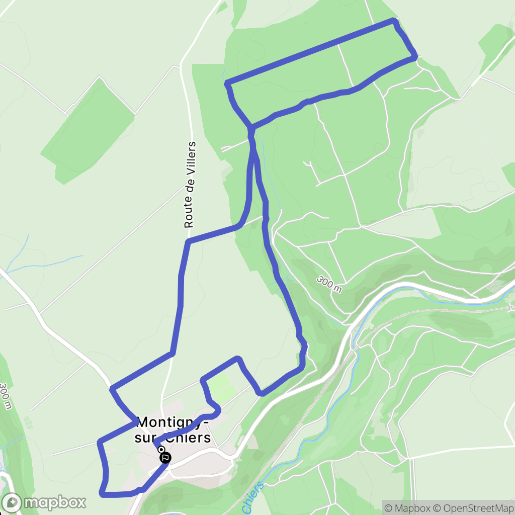 Montigny-sur-Chiers : carte du parcours de randonnée - France