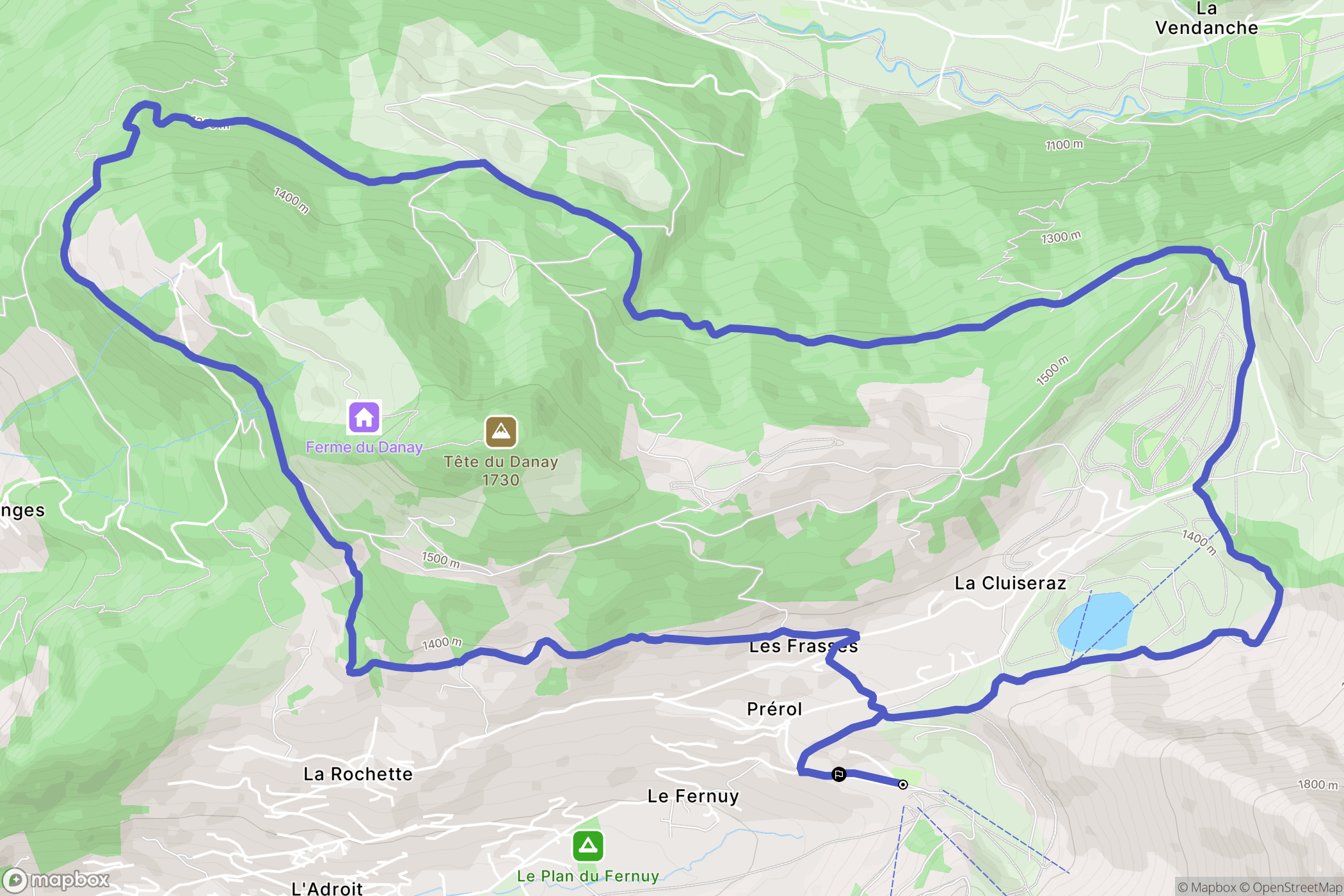 La Clusaz : carte du parcours de randonnée - France