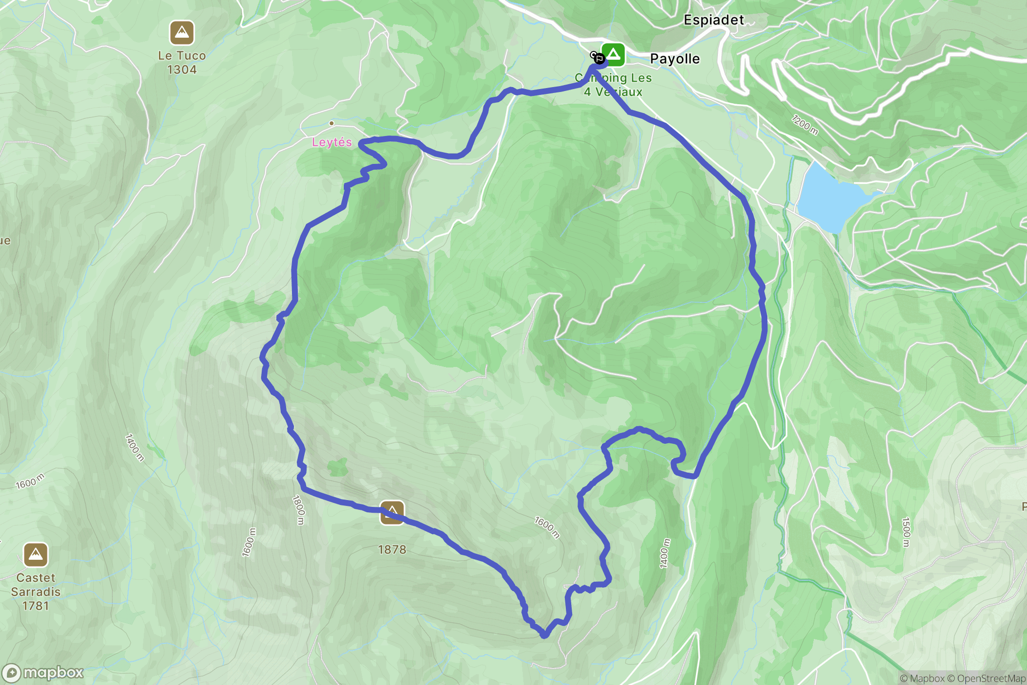 Campan : carte du parcours de randonnée - France