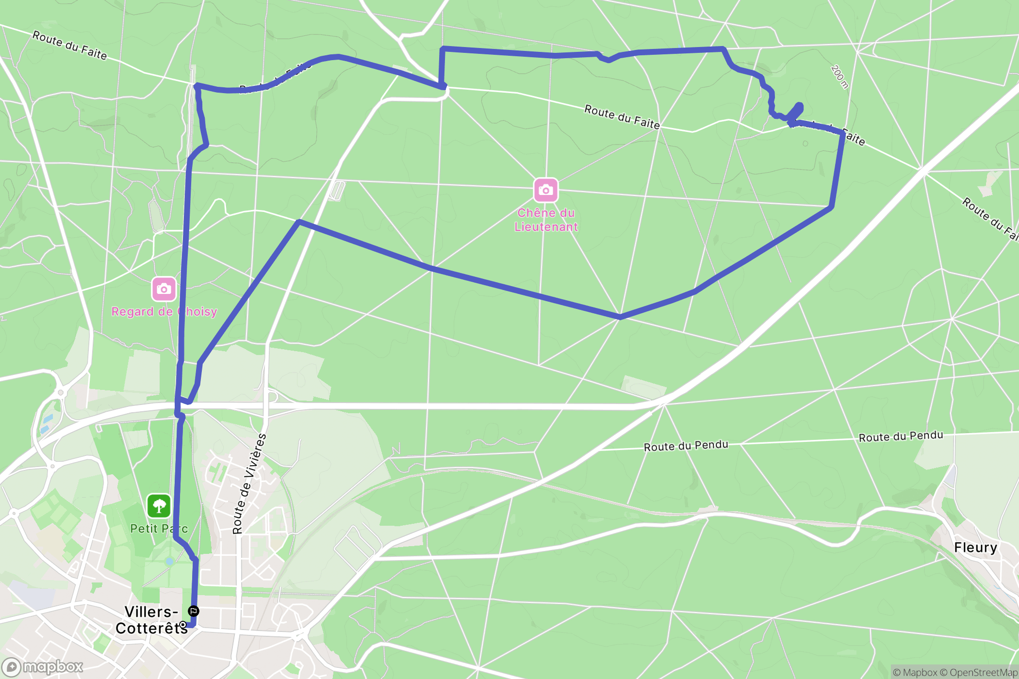 Villers-Cotterêts : carte du parcours de randonnée - France