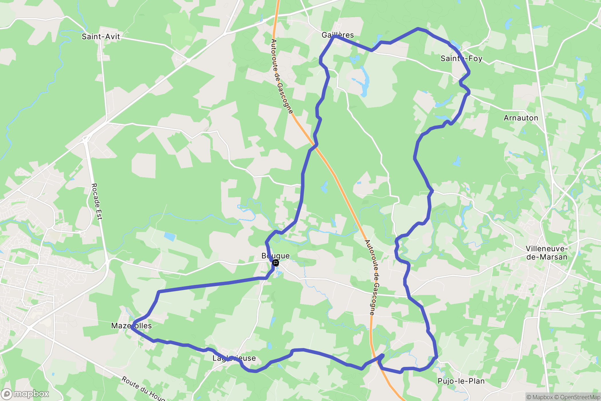 Bougue : carte du parcours de randonnée - France