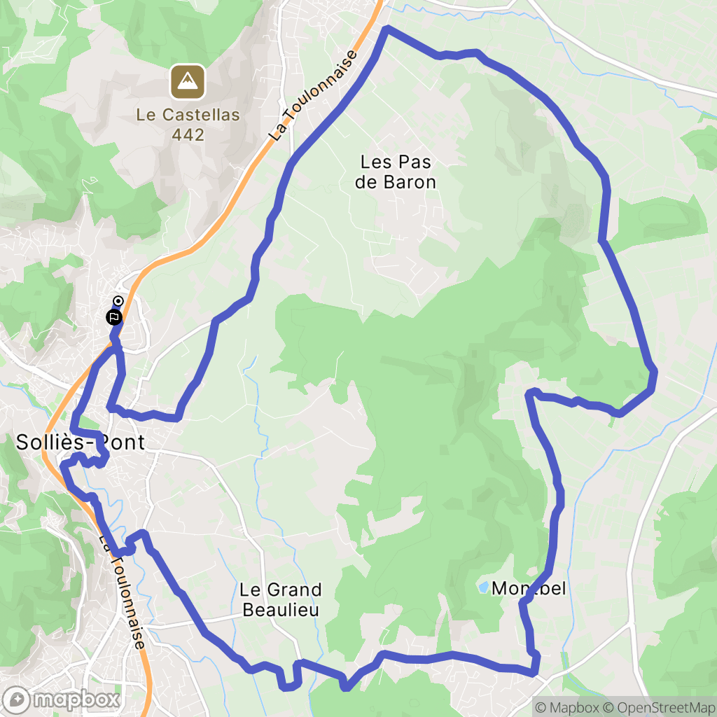 Solliès-Pont : carte du parcours de randonnée - France