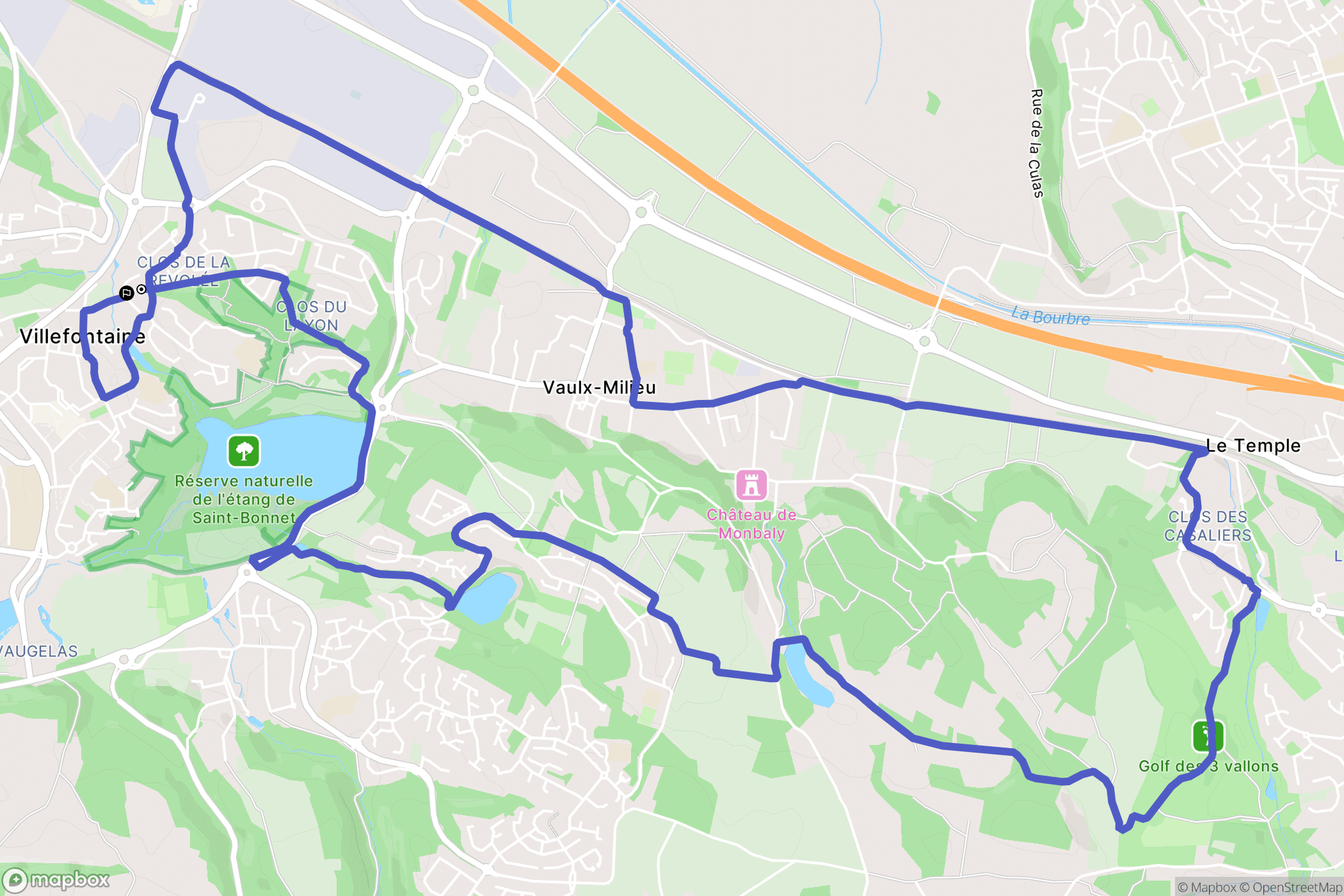 Villefontaine : carte du parcours de randonnée - France