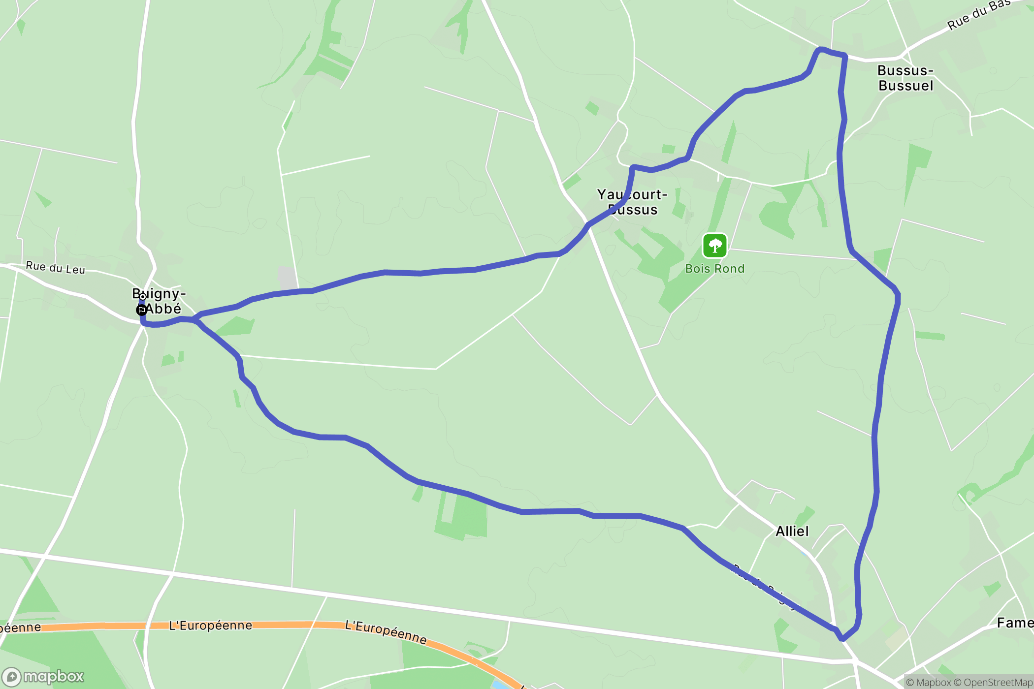 Buigny-l'Abbé : carte du parcours de randonnée - France