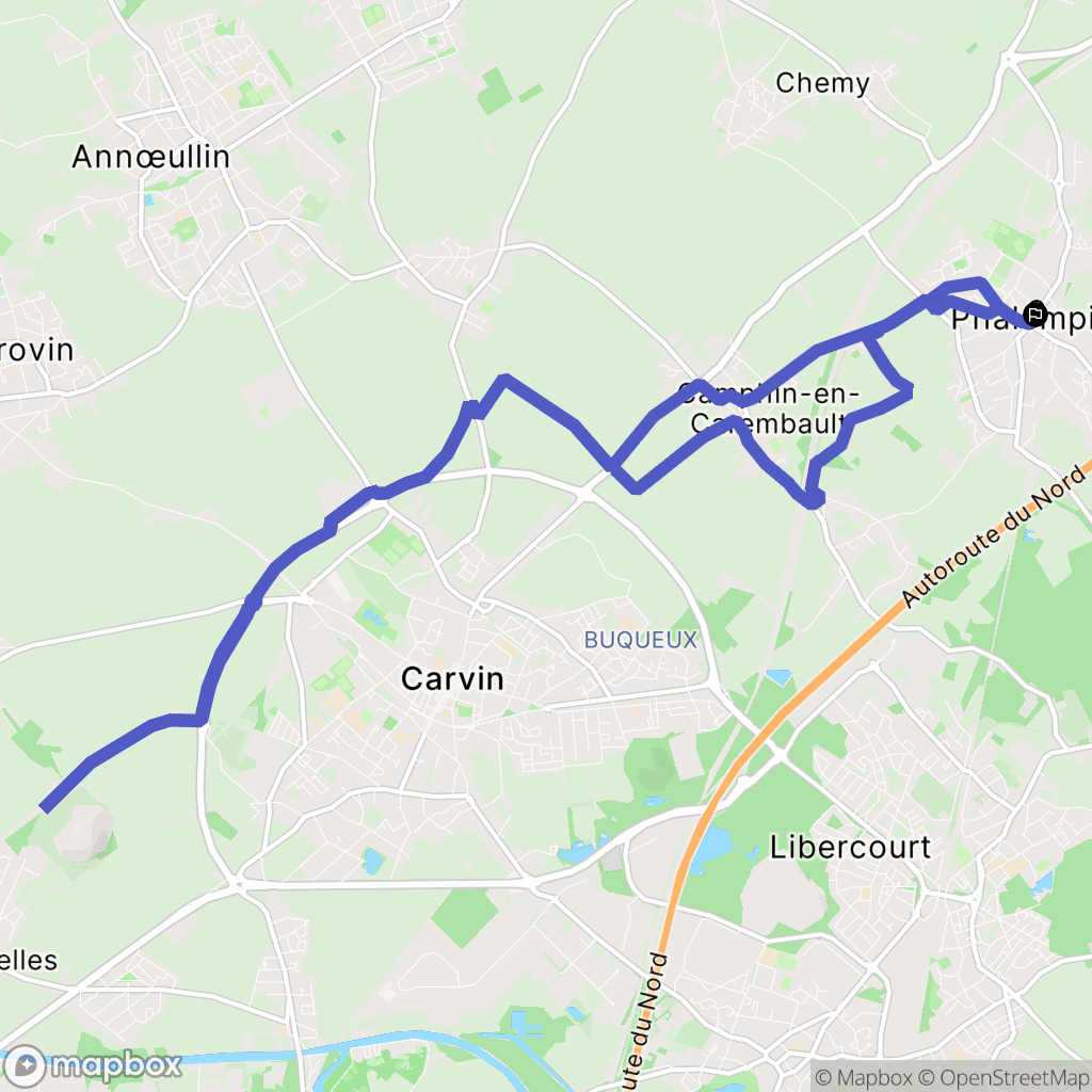 Phalempin : carte du parcours de randonnée - France
