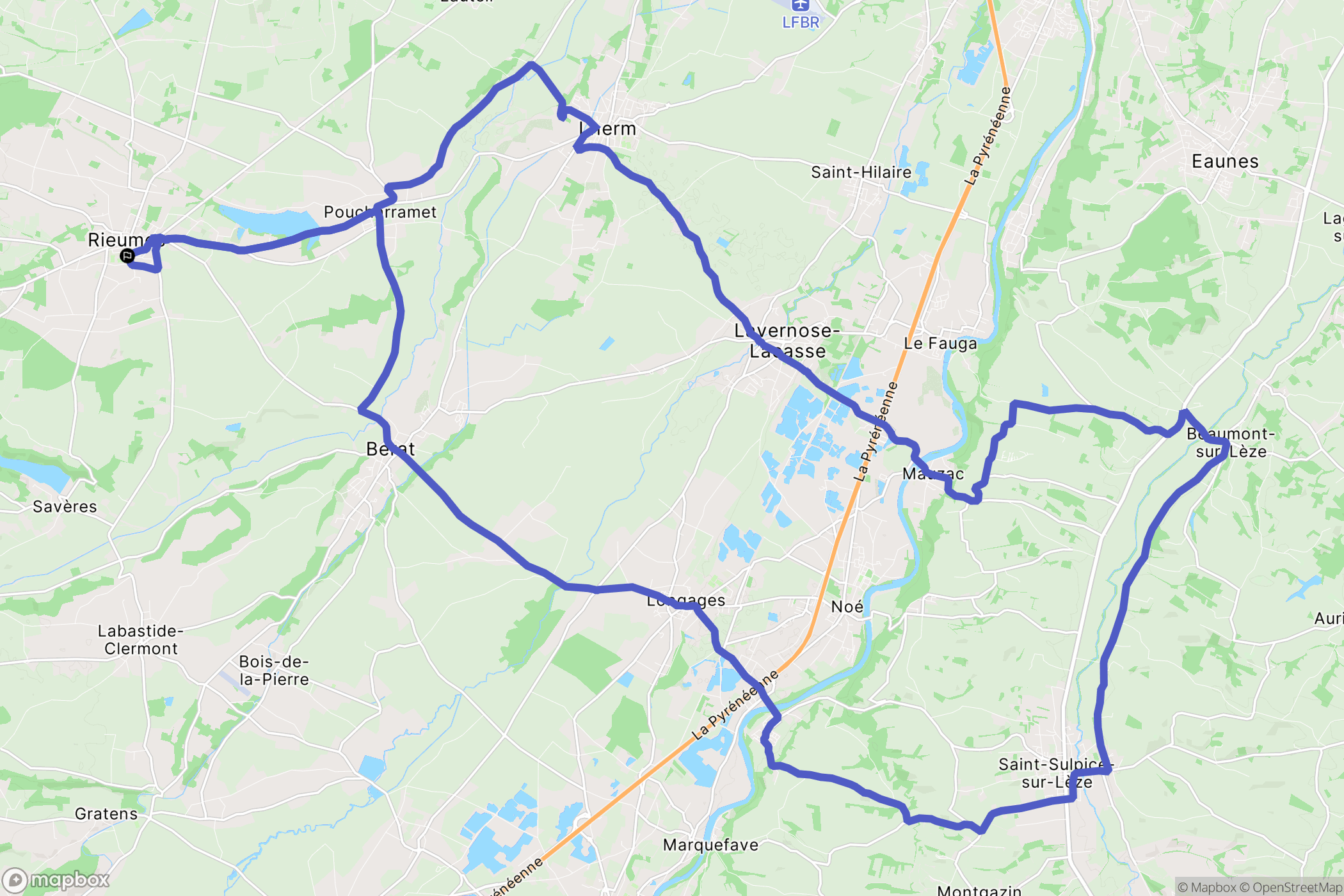 Bérat : carte du parcours de randonnée - France