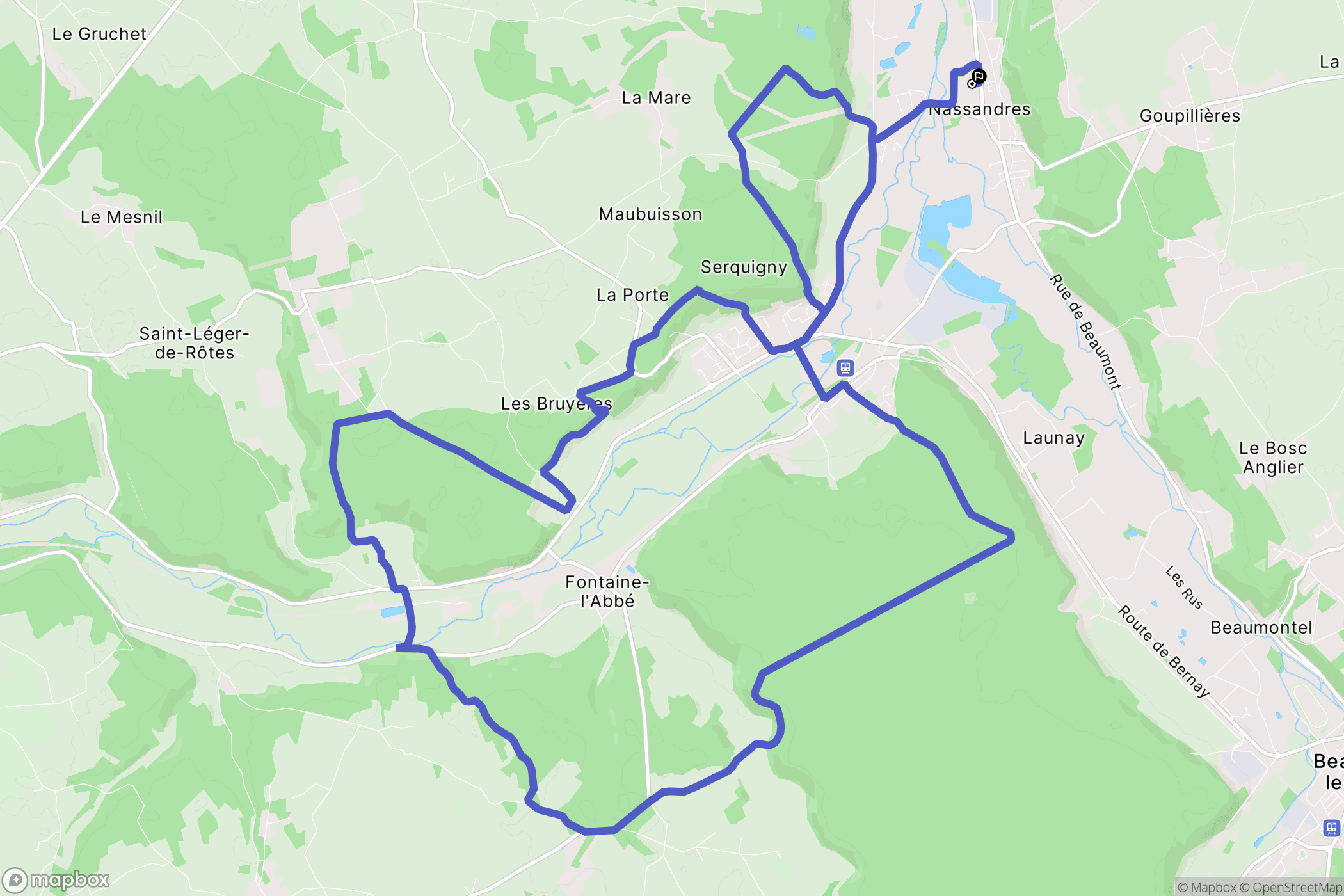 Nassandres sur Risle : carte du parcours de randonnée - France