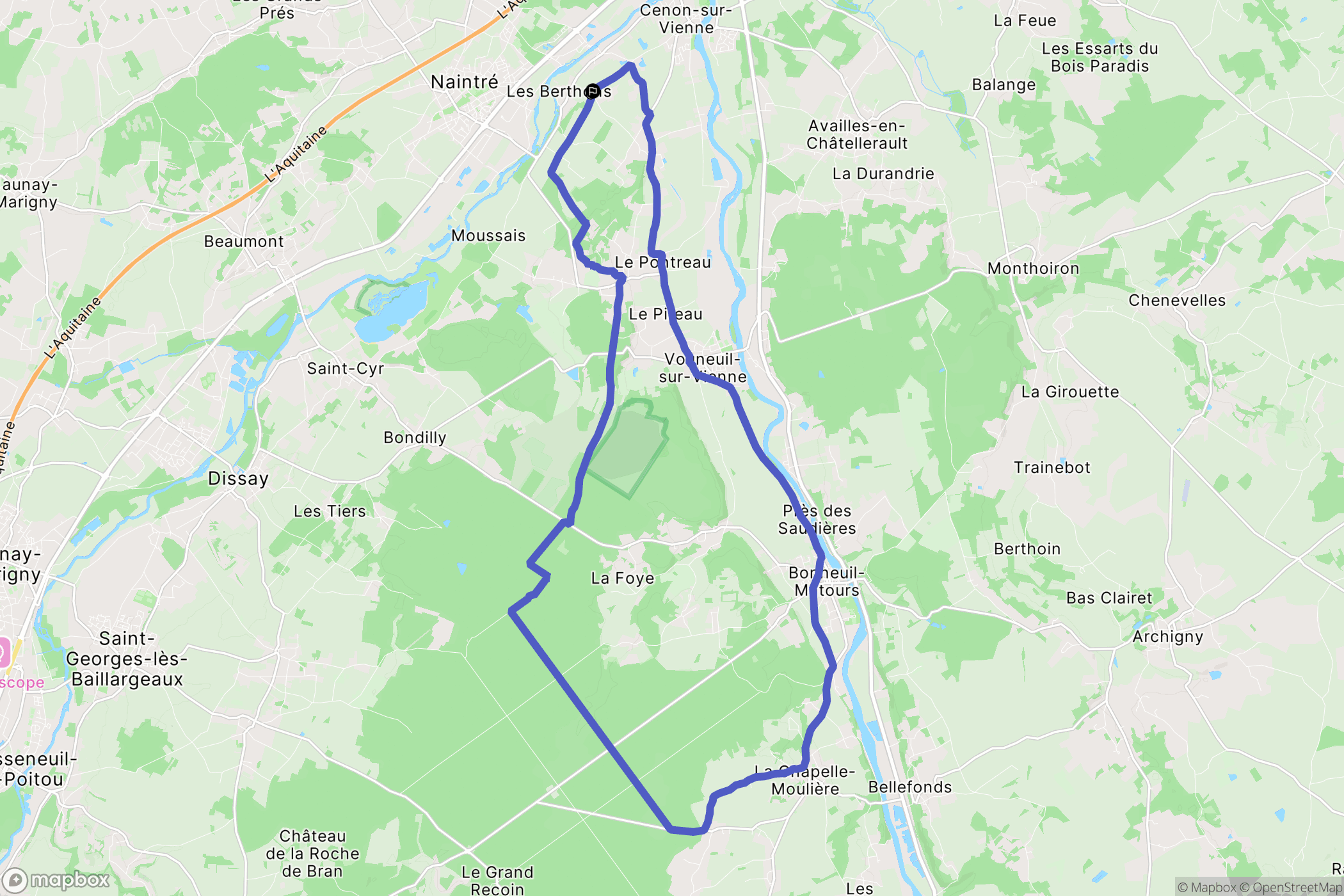 Naintré : carte du parcours de randonnée - France