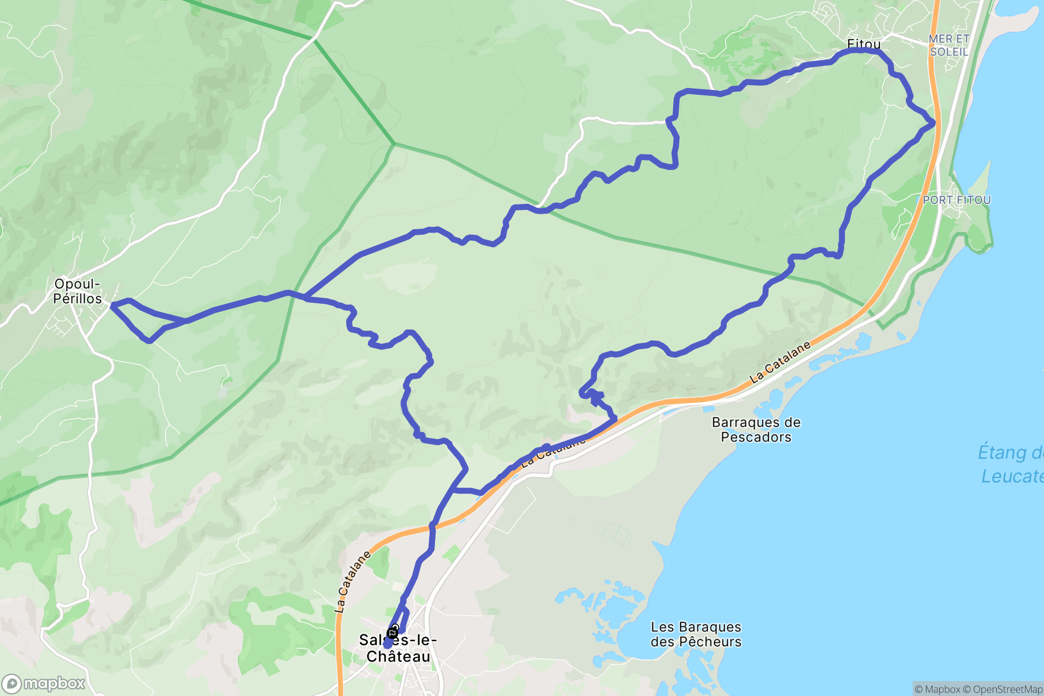 Salses-le-Château : carte du parcours de randonnée - France