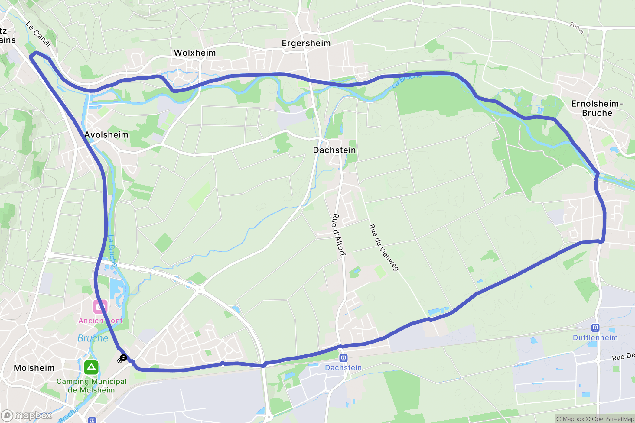Molsheim : carte du parcours de randonnée - France