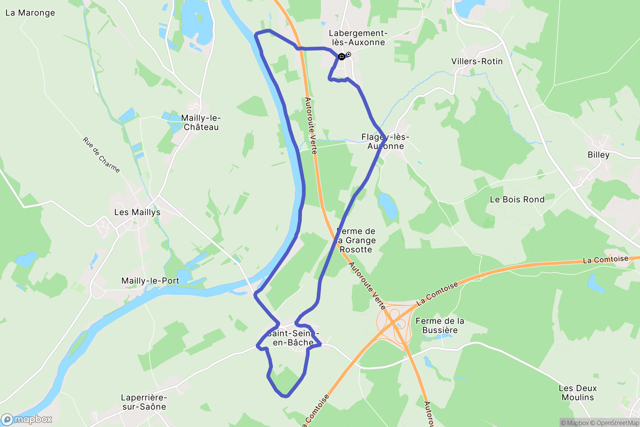 Labergement-lès-Auxonne : carte du parcours de randonnée - France