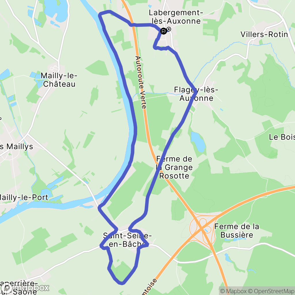 Labergement-lès-Auxonne : carte du parcours de randonnée - France
