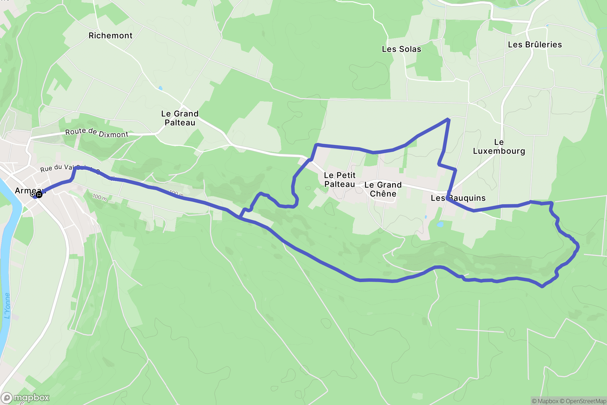 Armeau : carte du parcours de randonnée - France