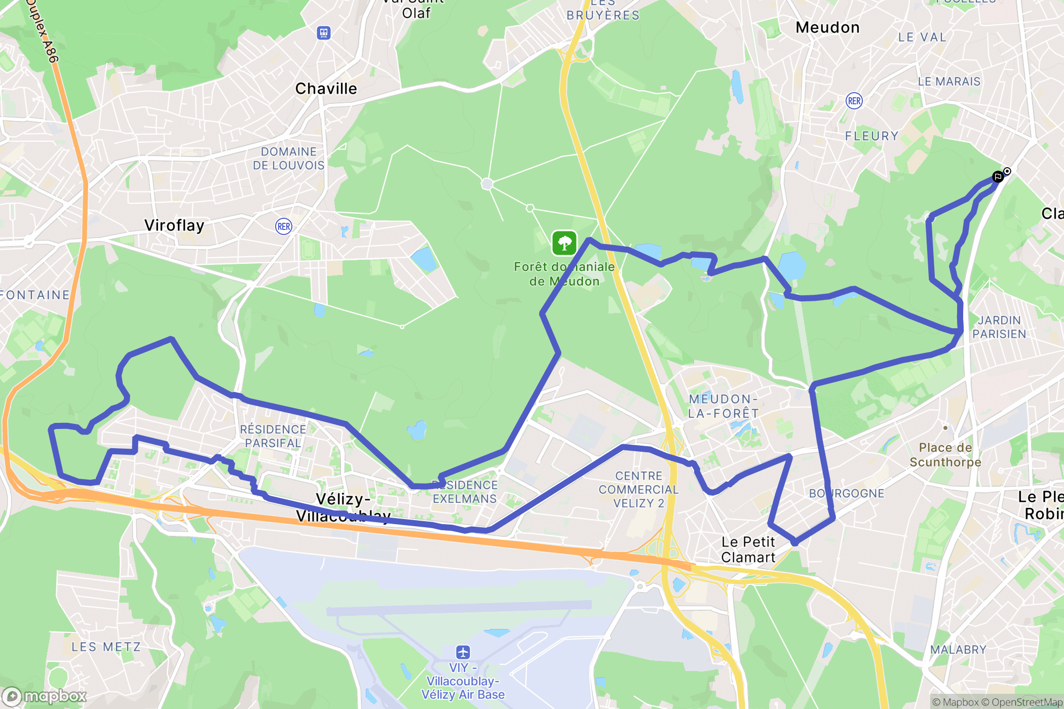 Clamart : carte du parcours de randonnée - France