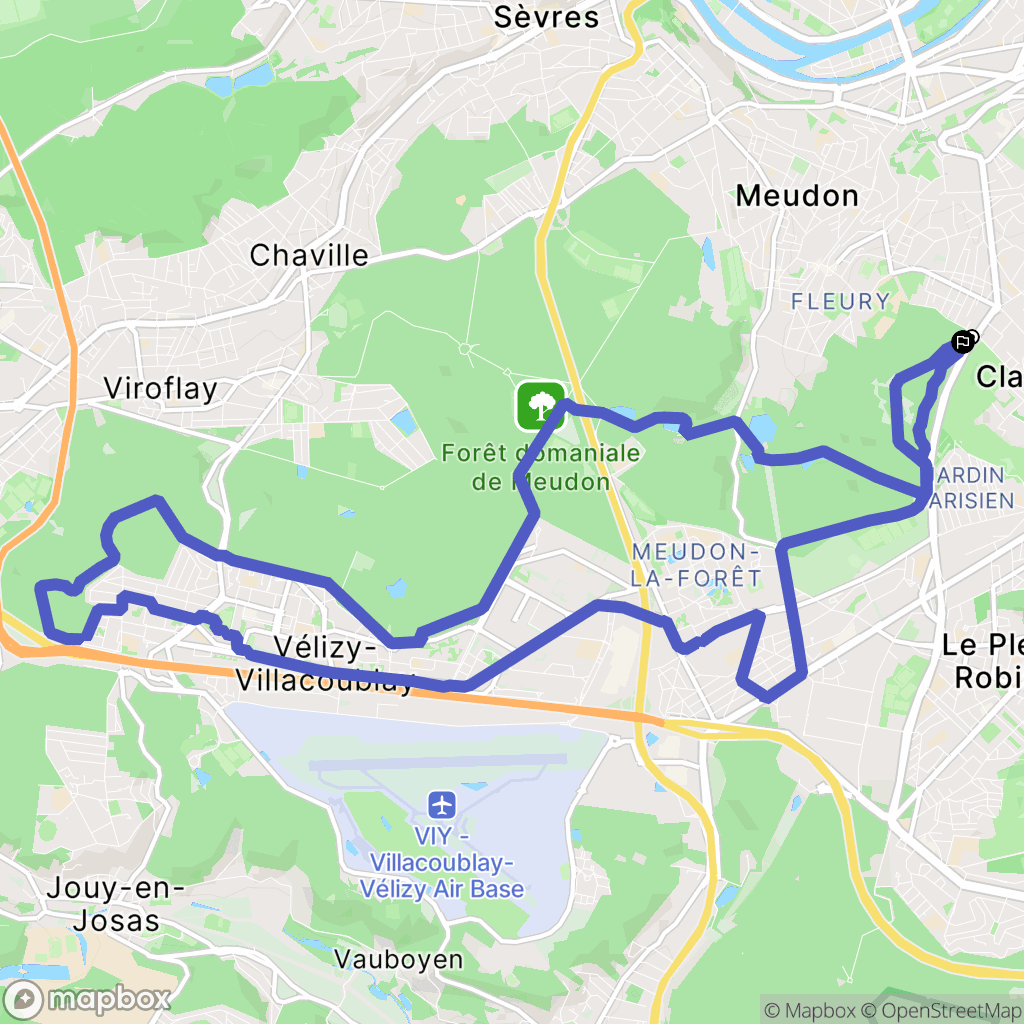 Clamart : carte du parcours de randonnée - France