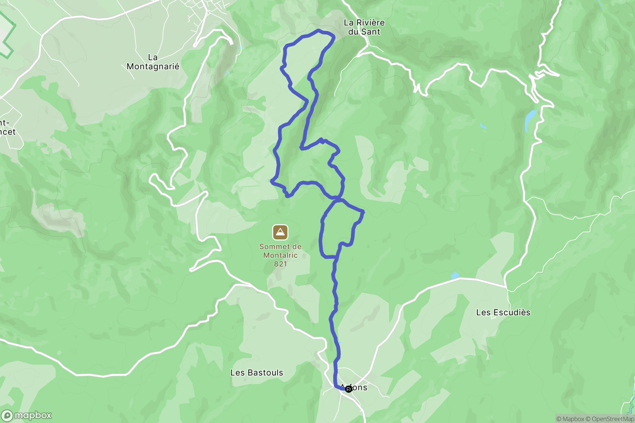 Arfons : carte du parcours de randonnée - France