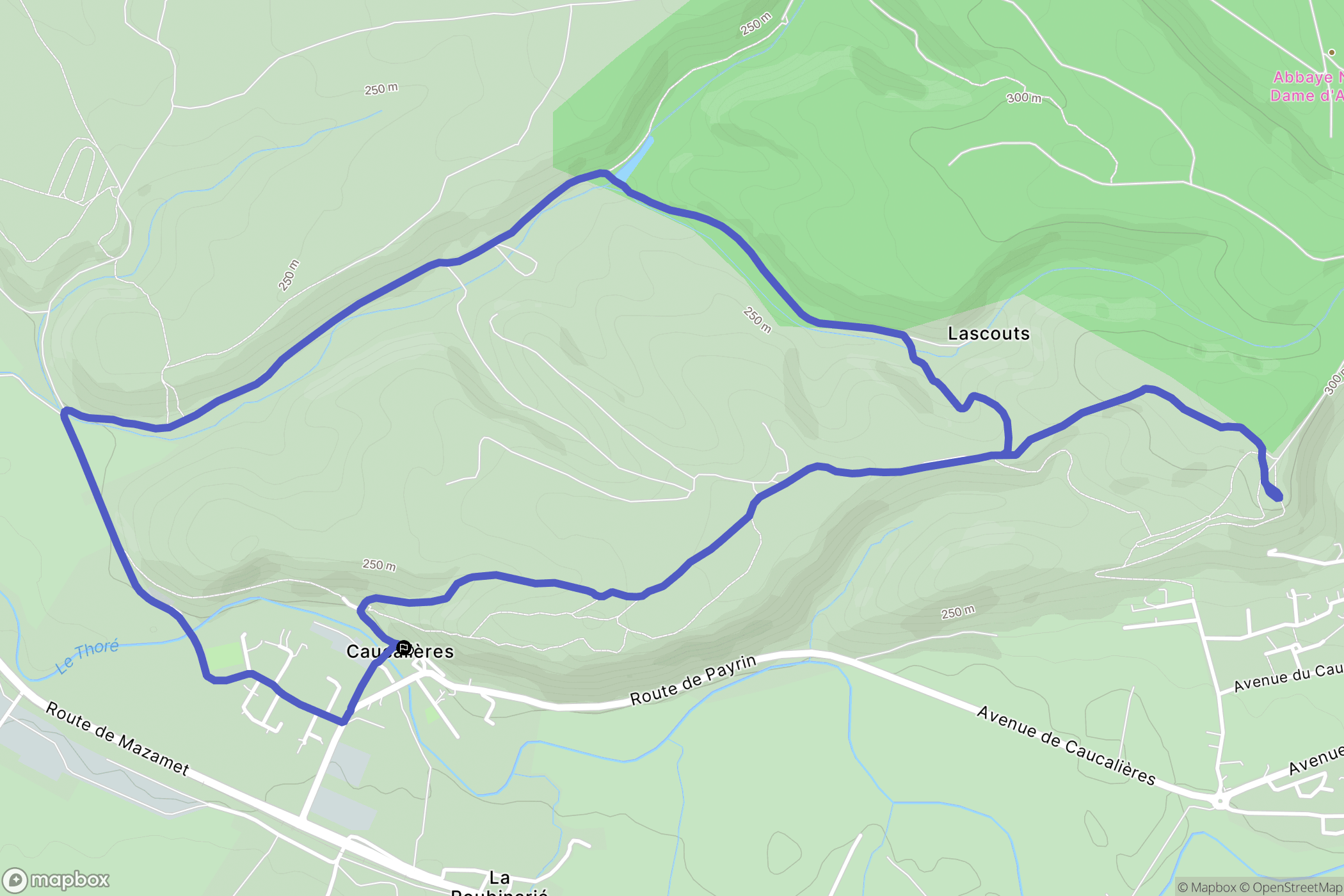 Caucalières : carte du parcours de randonnée - France