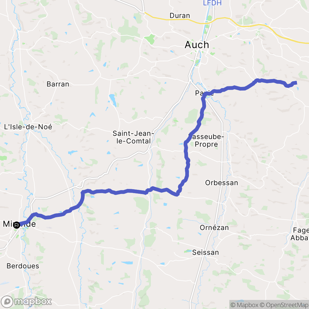 Mirande : carte du parcours de randonnée - France
