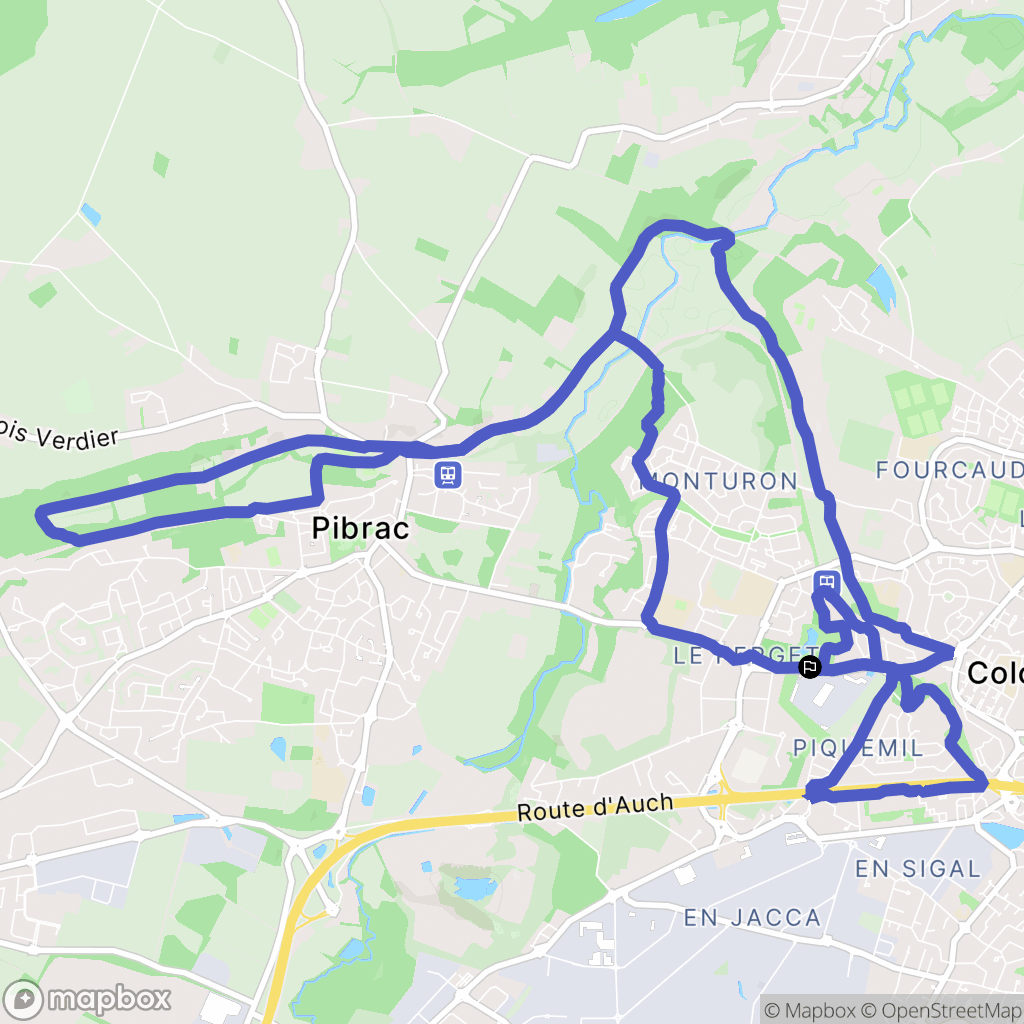 Colomiers : carte du parcours de randonnée - France