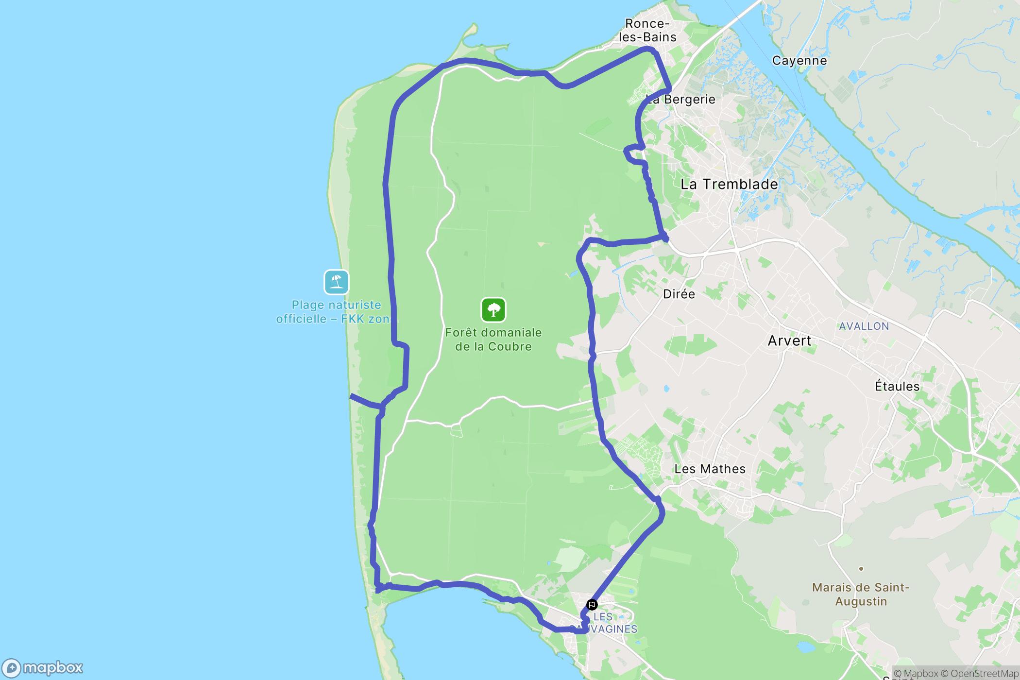 Les Mathes : carte du parcours de randonnée - France