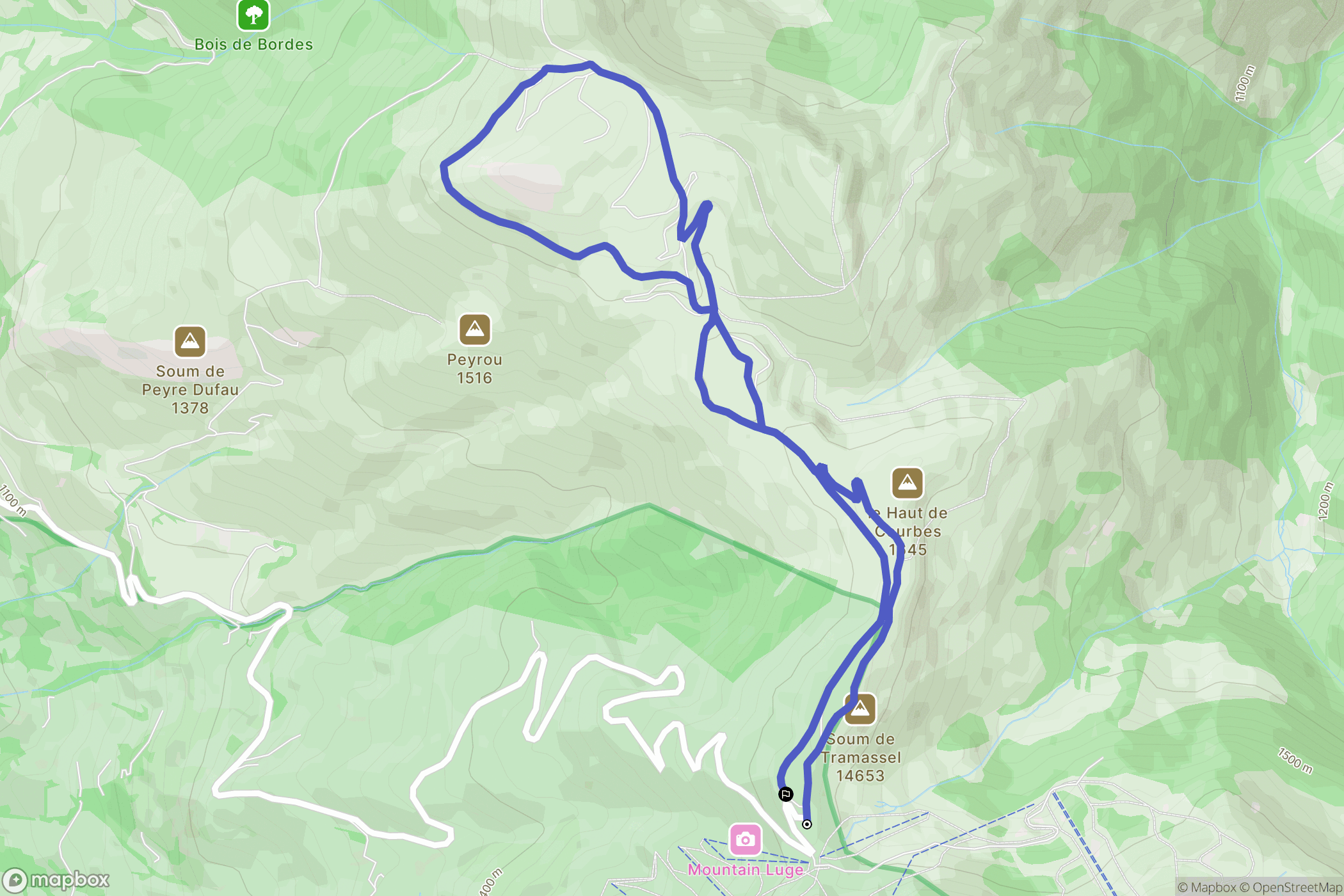 Beaucens : carte du parcours de randonnée - France